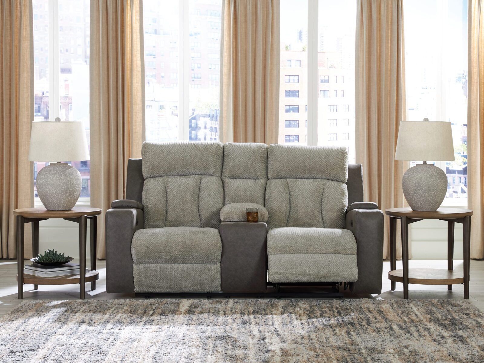 WhipLash - Power Reclining Loveseat With Console / Adj Headrest - Sisal - Image 2