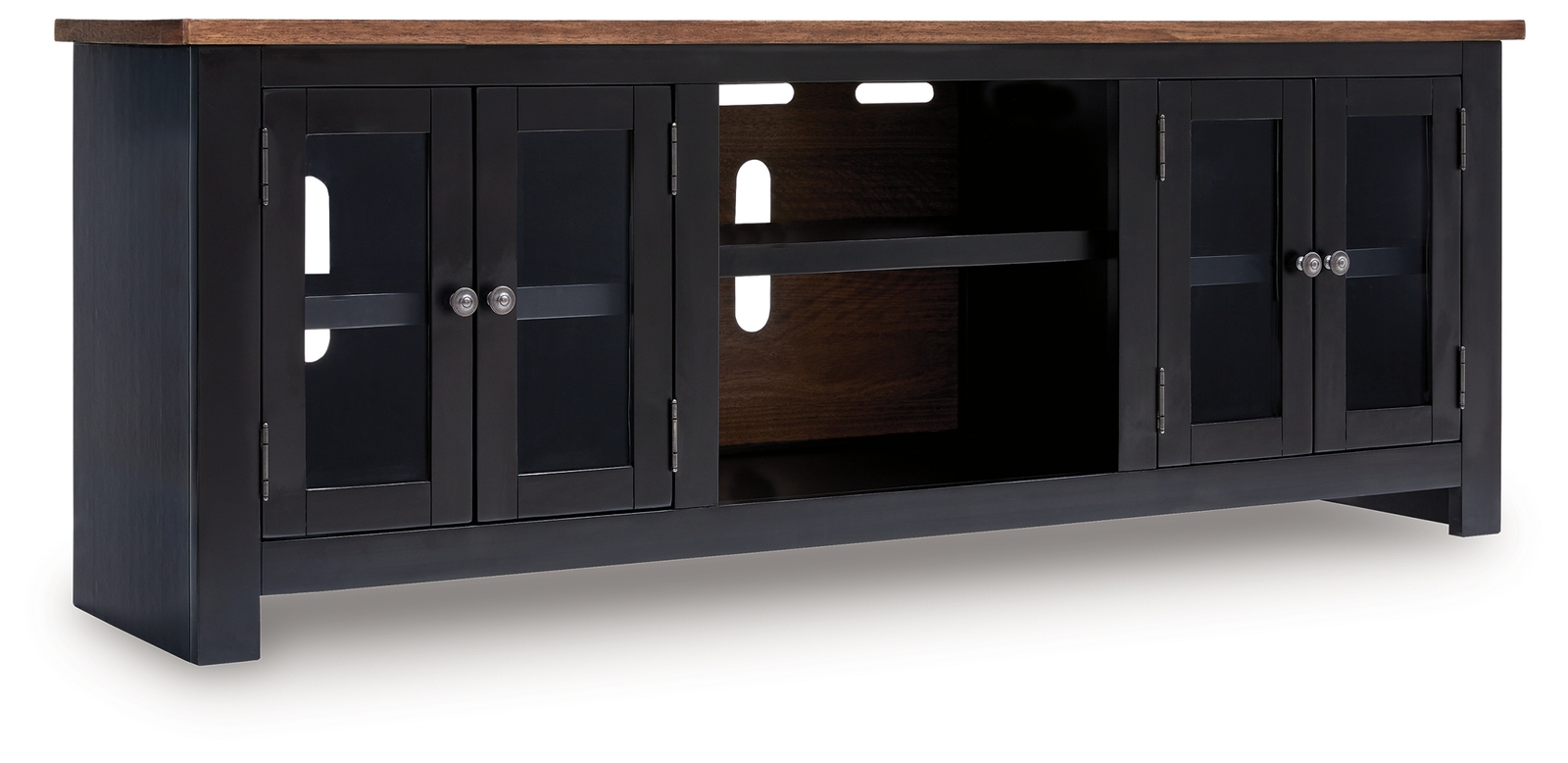 Wildenauer - XL TV Stand With Fireplace Option - Brown / Black - Image 2