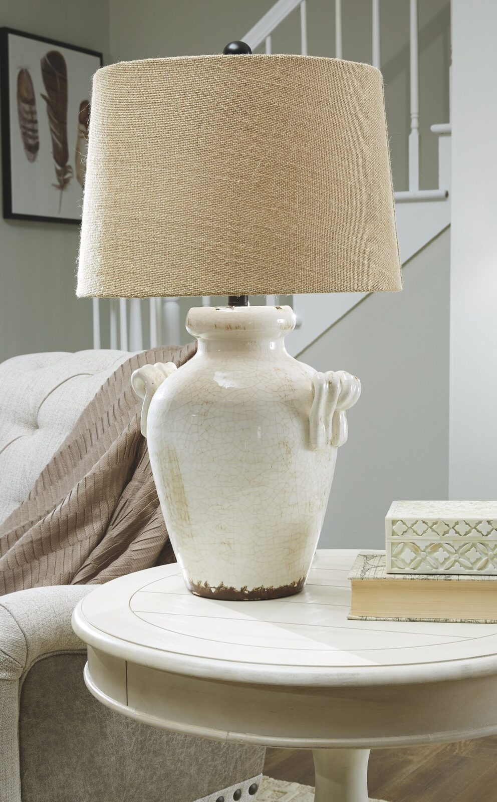 Emelda - Ceramic Table Lamp - Cream - Image 2