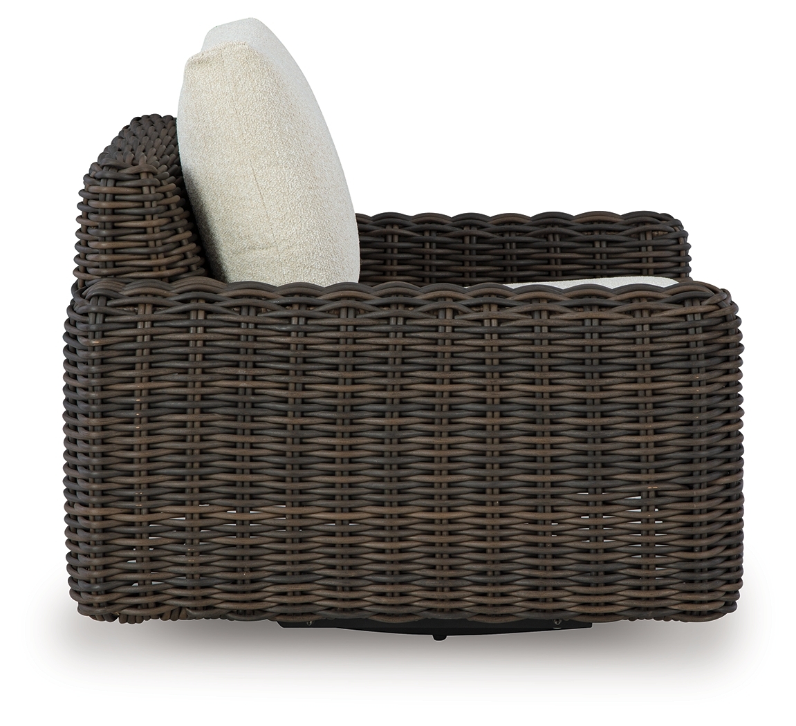Kimora - Swivel Glider Lounge With Cushion - Beige / Dark Brown - Image 4