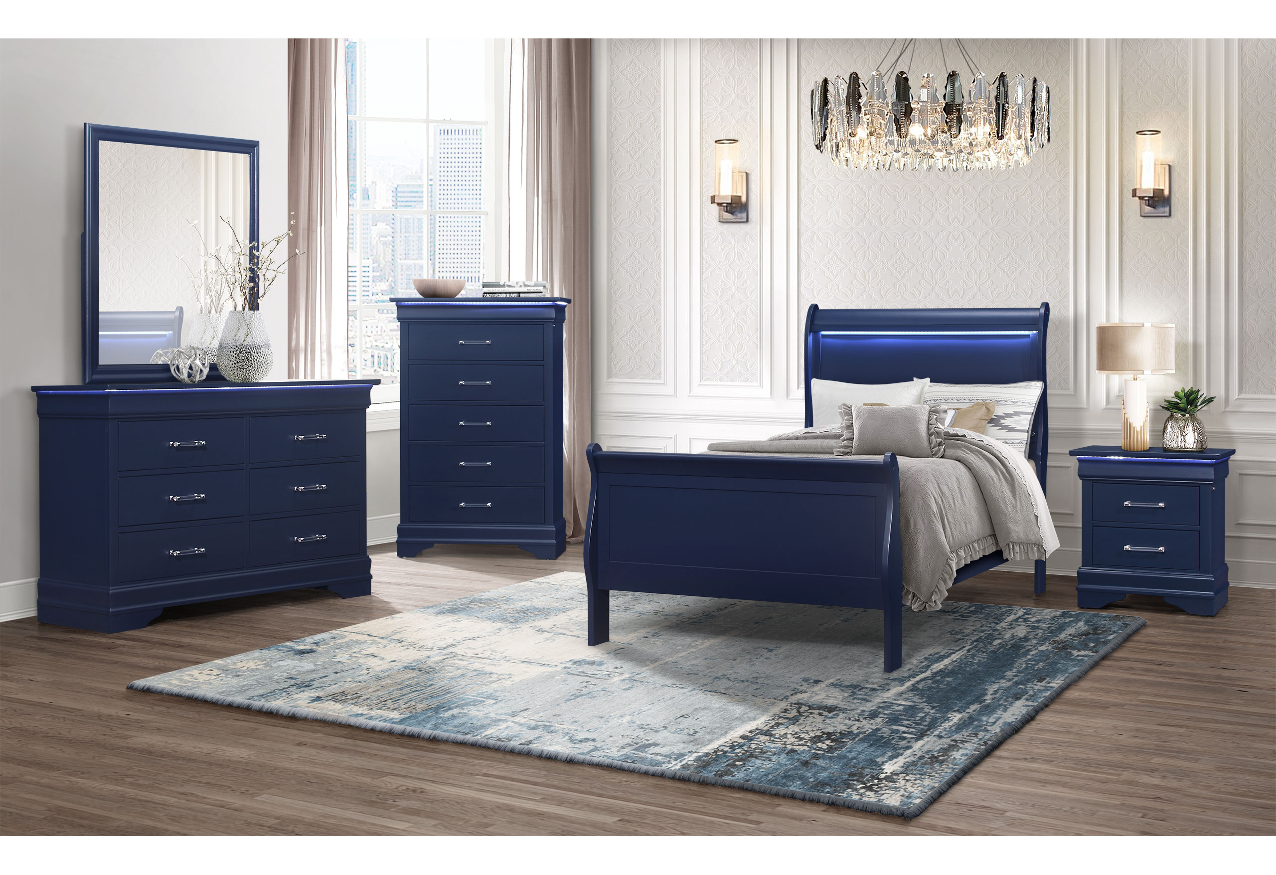 Charlie - Twin Bed With LED - Blue - Image 3