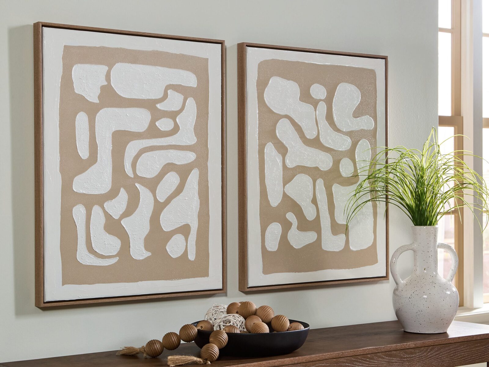 Waldett - Wall Art Set (Set of 2) - Beige / White - Image 2