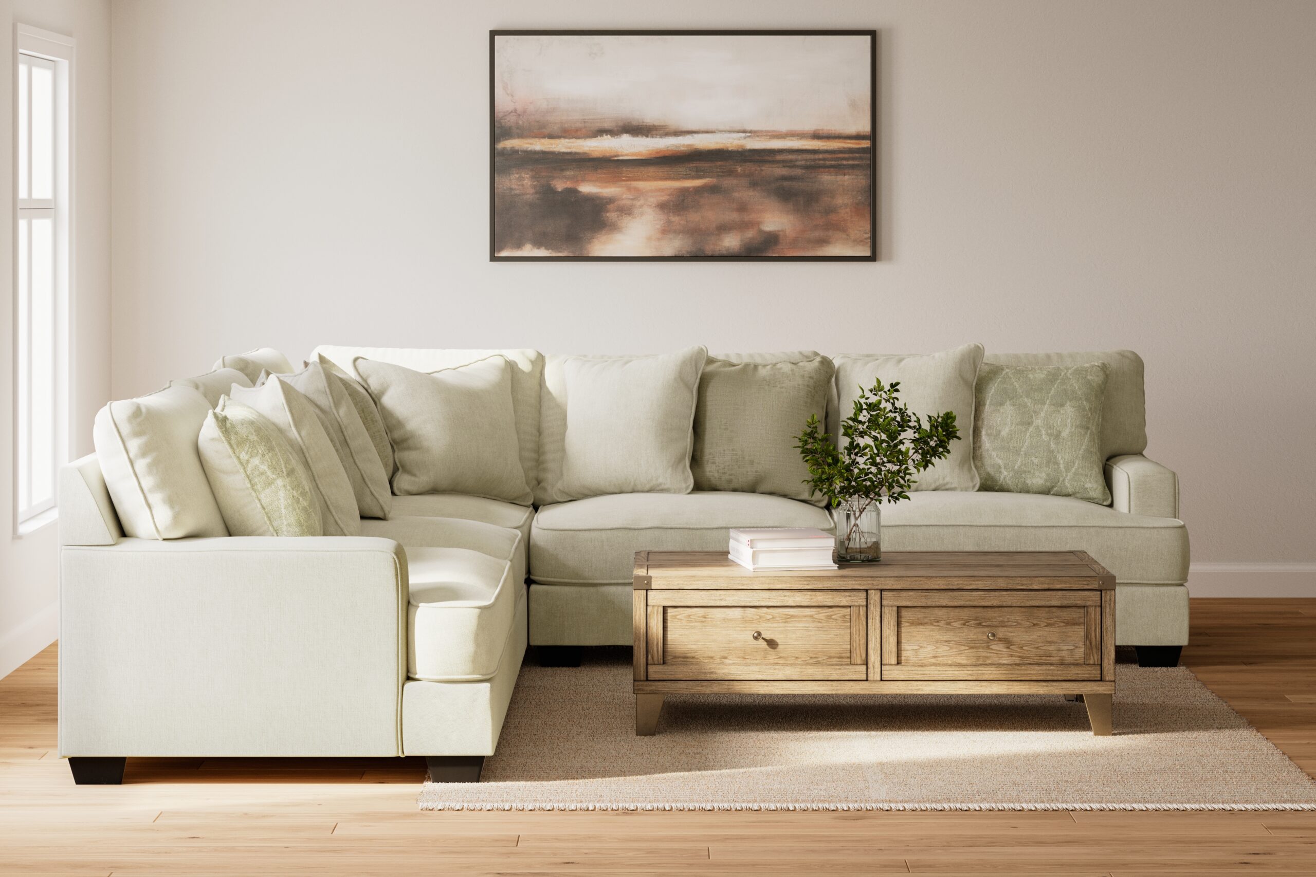 Rawcliffe - Left Arm Facing Sofa 3 Pc Sectional - Parchment - Image 2