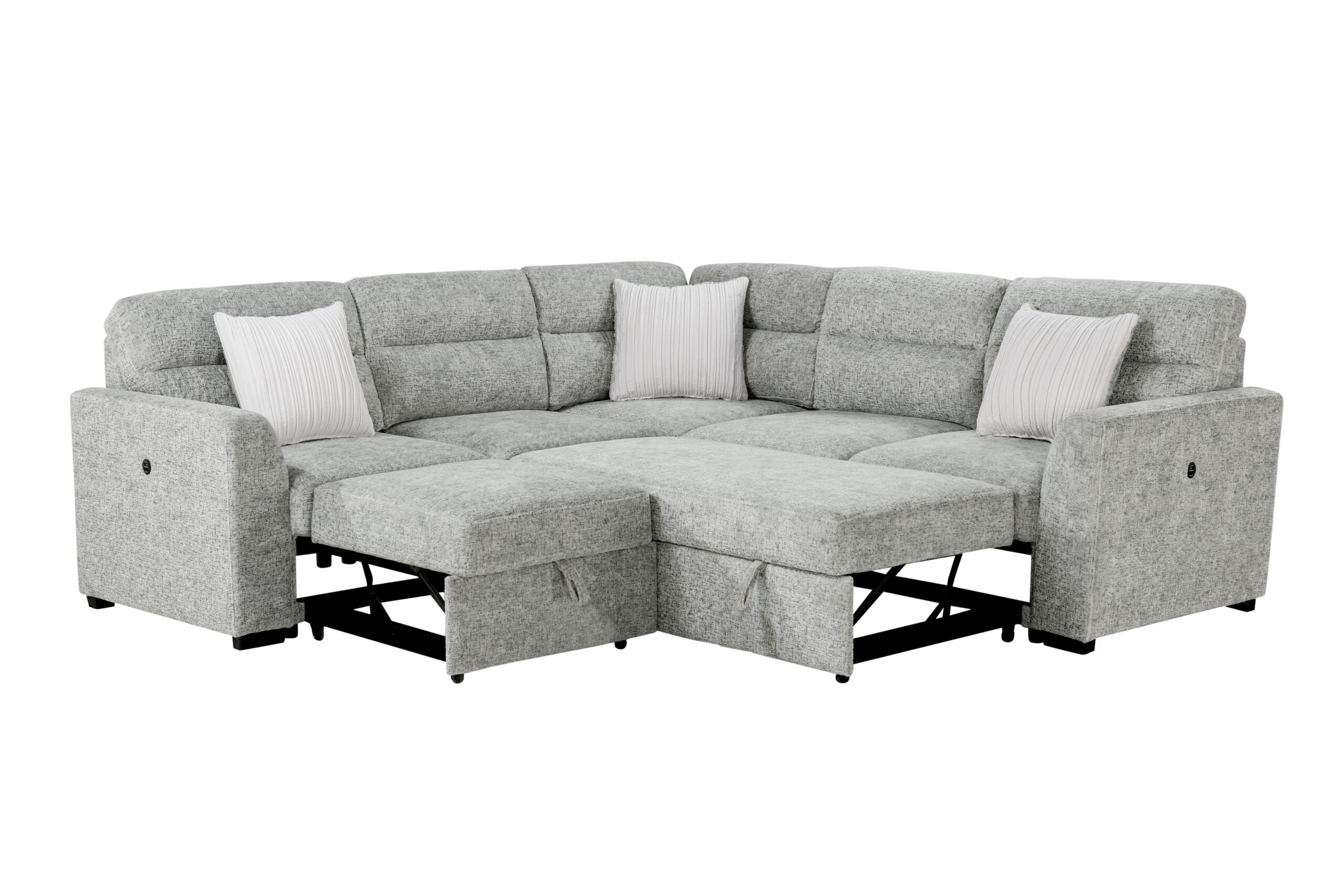 U9401 - Loveseat With Pullout Sofa Bed And 1 Pillow - Gray / Nickel - Image 7