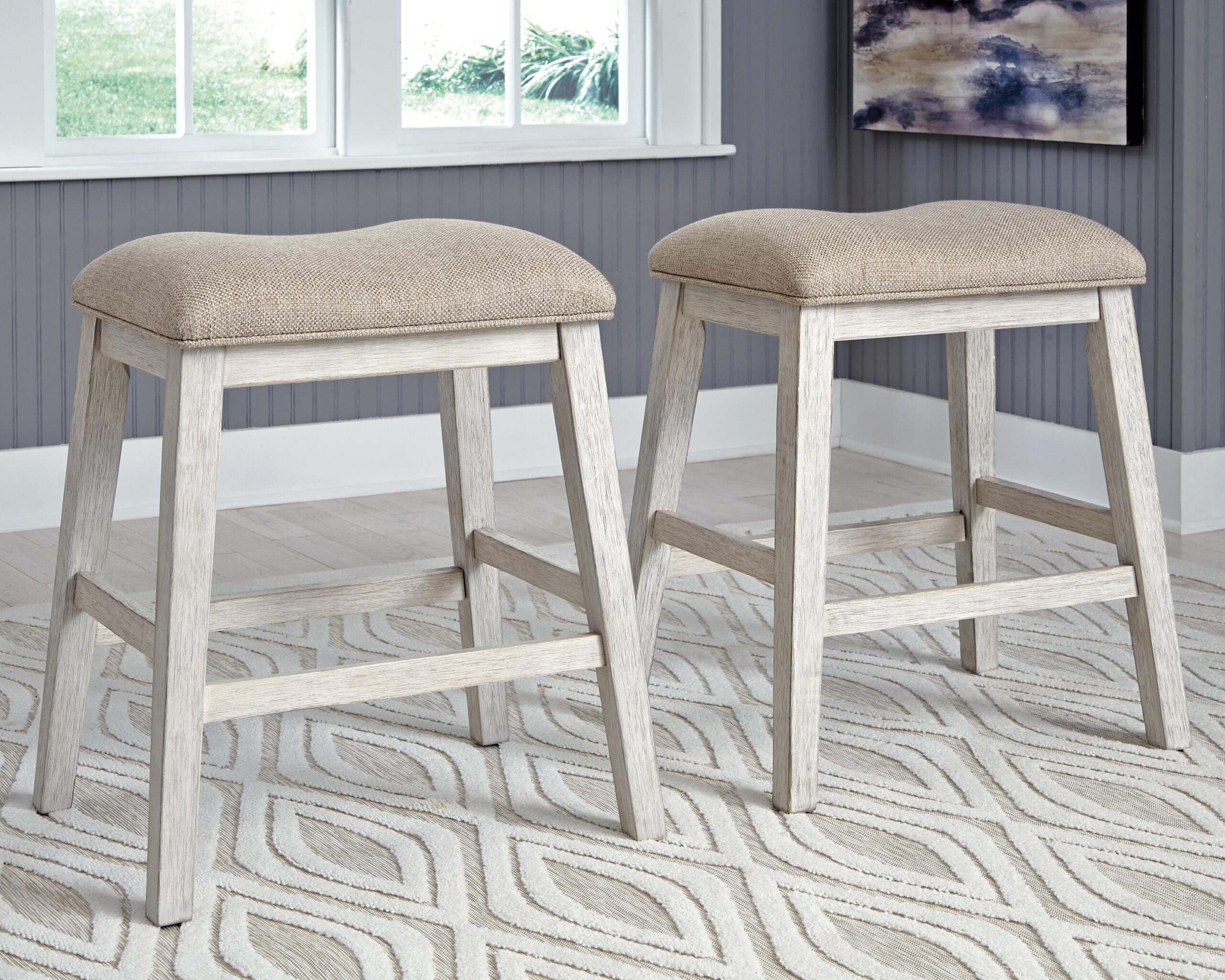 Skempton - Upholstered Stool (Set of 2) - White - Image 2