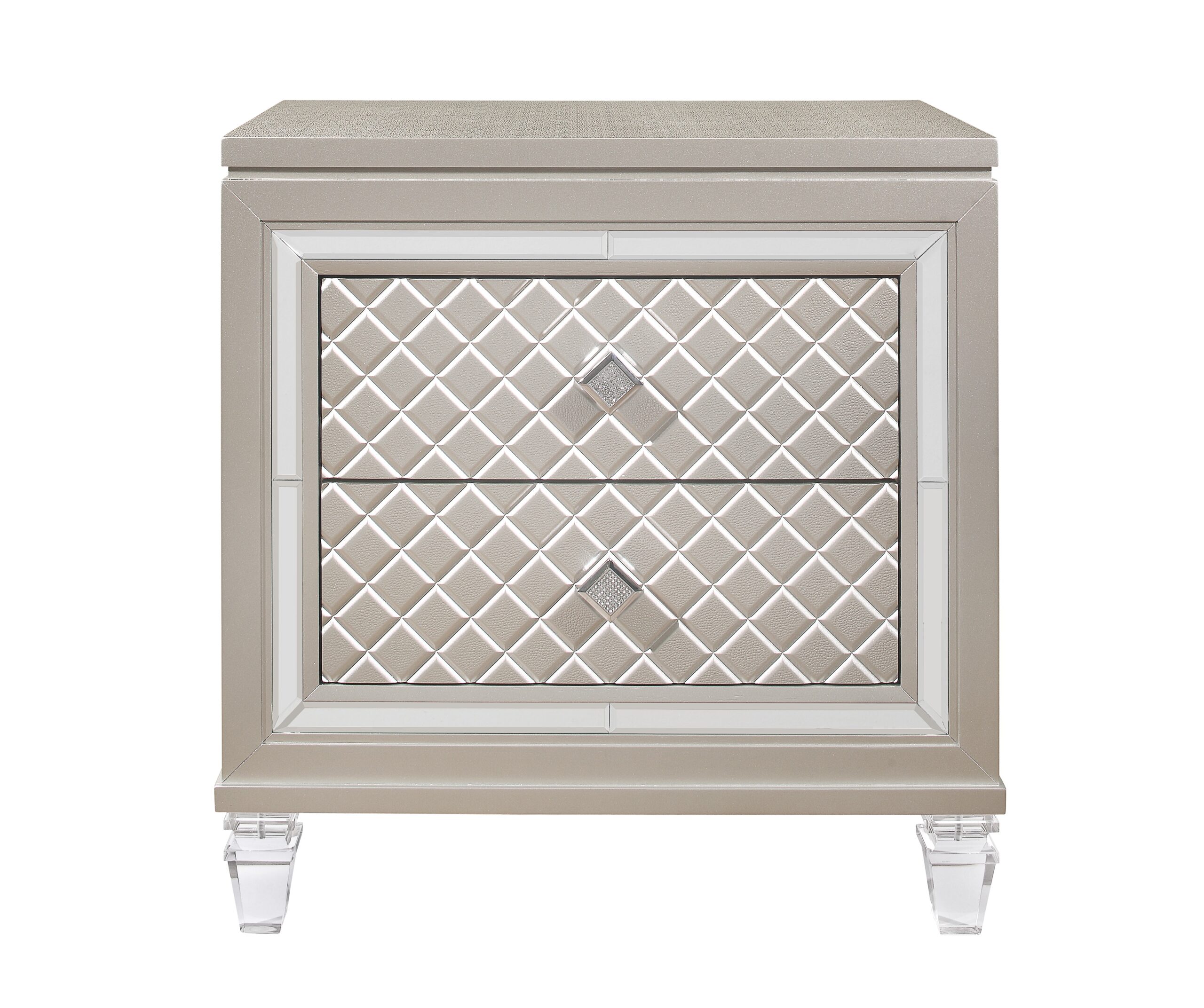 Paris - 4 Piece Bedroom Set (Bed With LED, Dresser, Mirror, Nightstand) - Champagne - Image 6