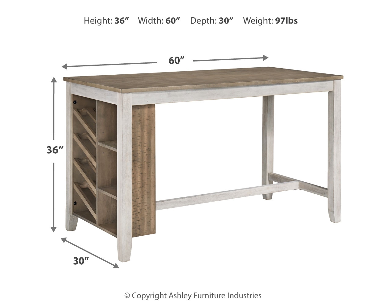 Skempton - Rectangular Counter Table With Storage - White - Image 4