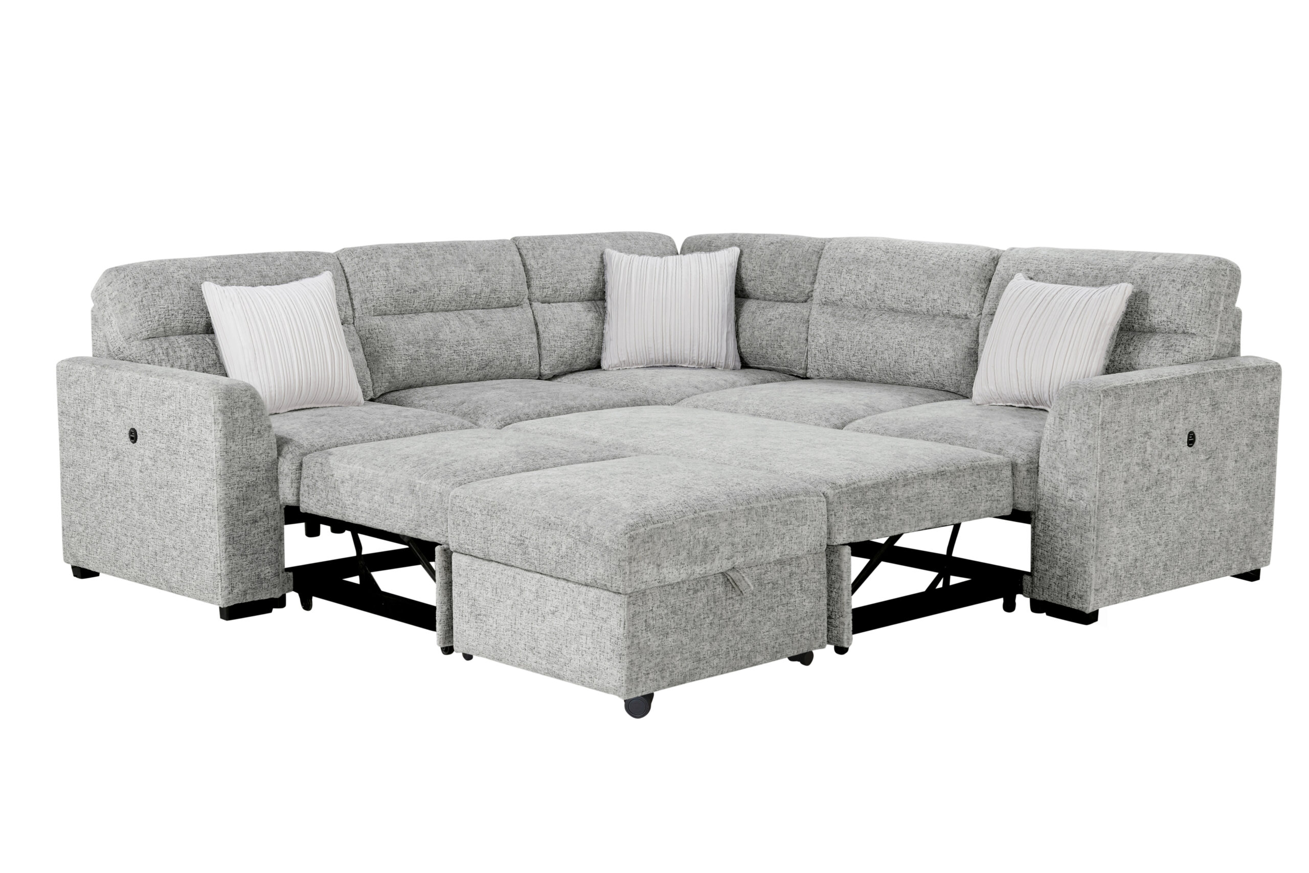 U9401 - Loveseat With Pullout Sofa Bed And 1 Pillow - Gray / Nickel - Image 5