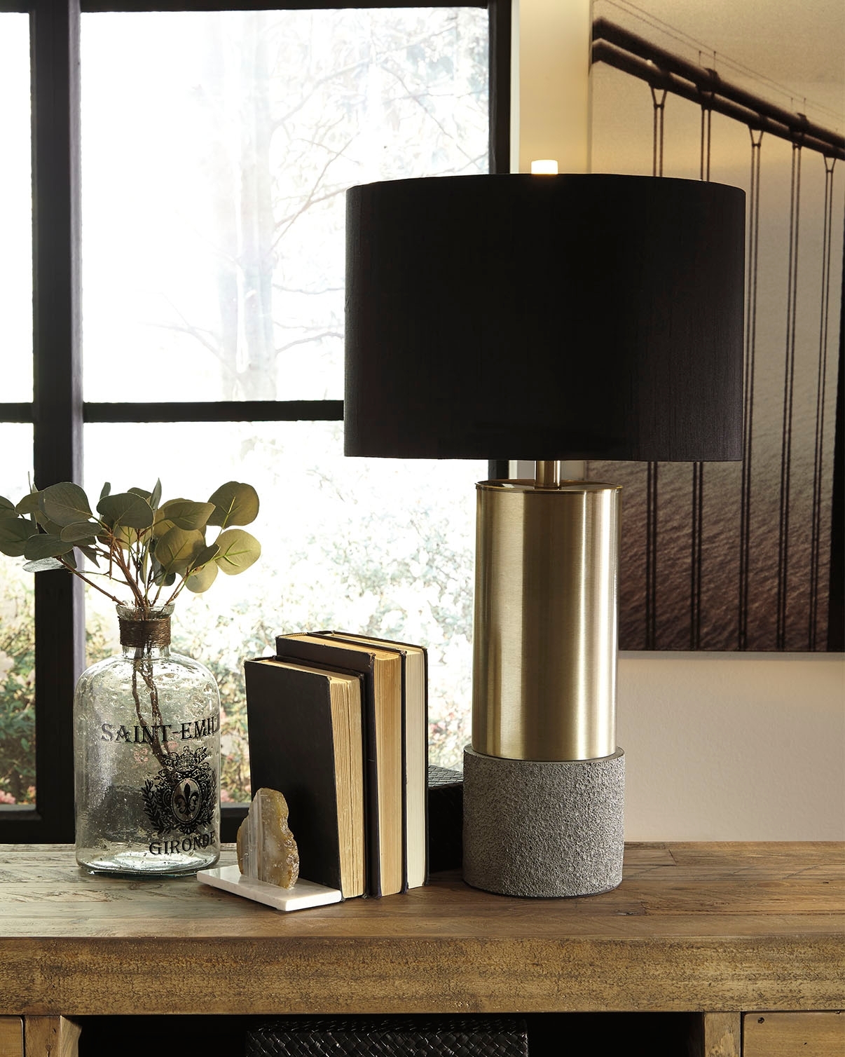Jacek - Metal Table Lamp (Set of 2) - Gray / Brass Finish - Image 2
