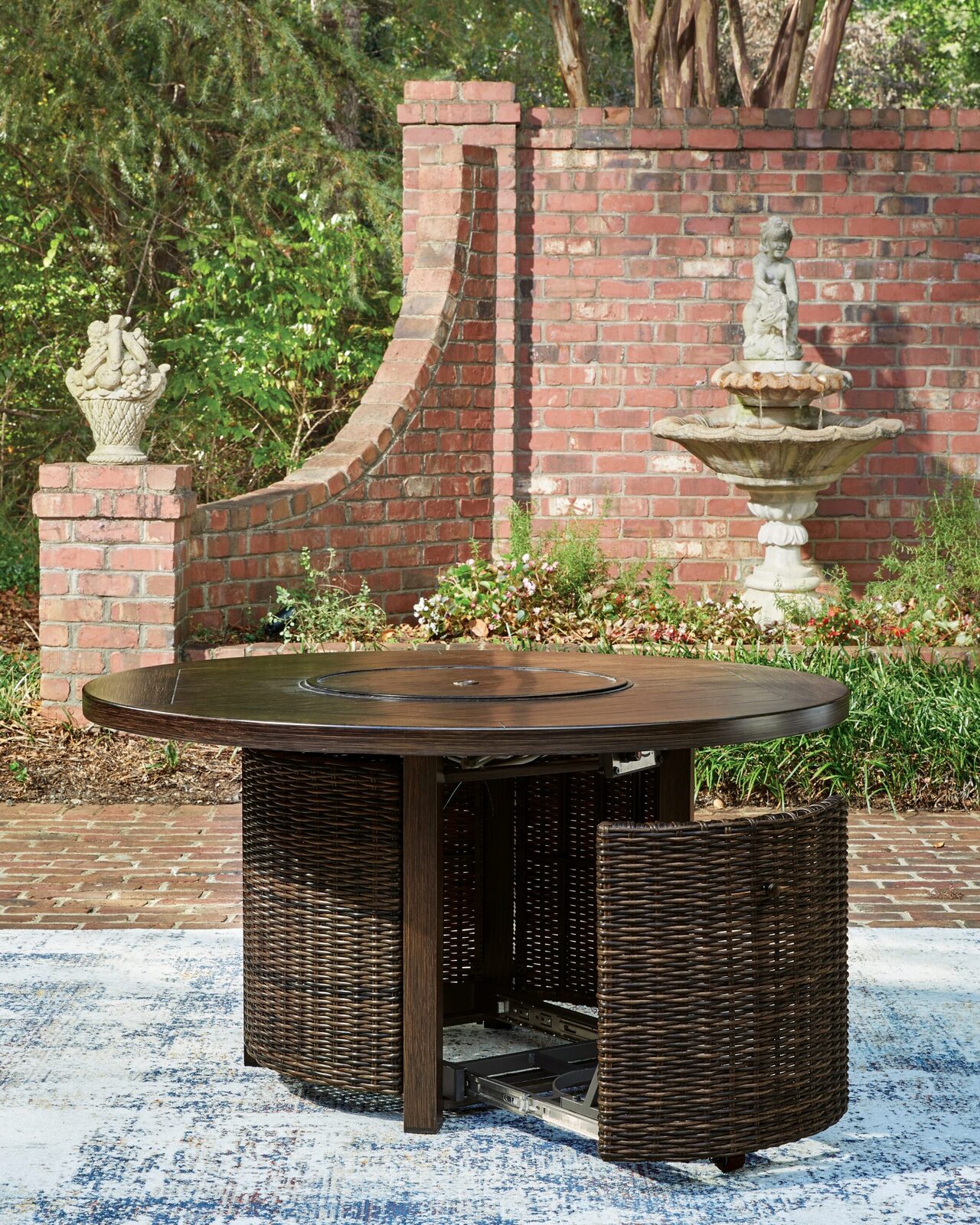 Monterey Point - Round Fire Pit Table - Dark Brown - Image 6