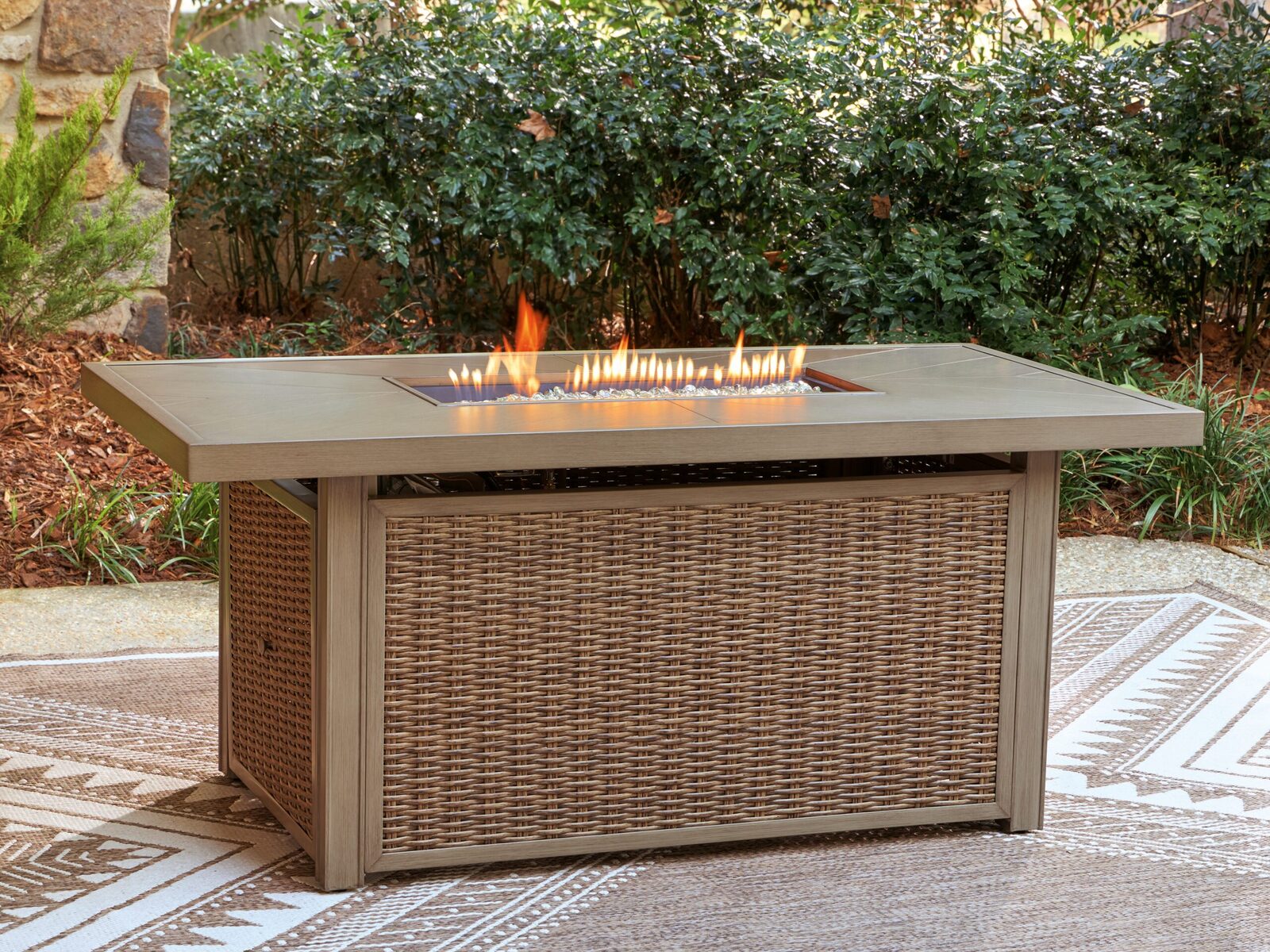 Laguna Heights - Rectangular Fire Pit Table - Beige - Image 2