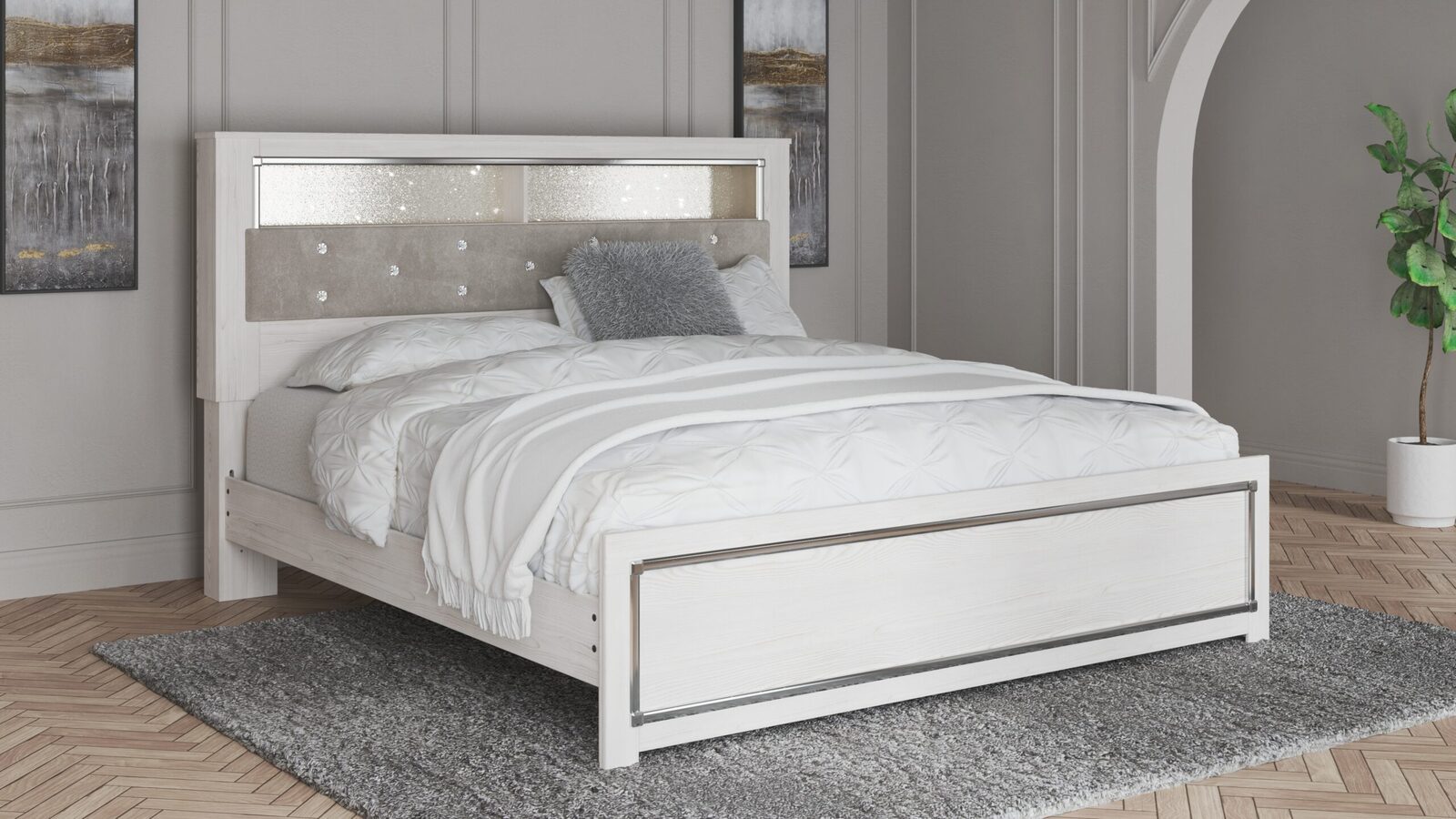 Altyra - King Bookcase Panel Bed - White - Image 2
