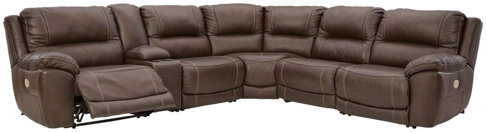Dunleith - Power Sectional 6 Pc - Chocolate - Image 3