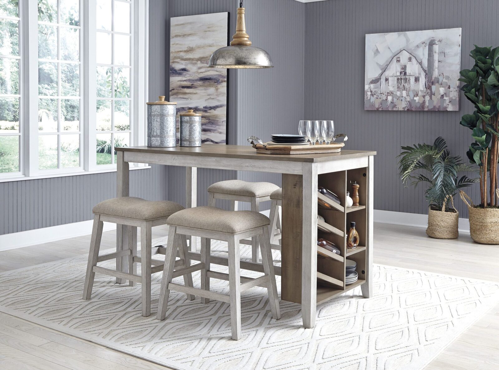 Skempton - Rectangular Counter Table With Storage Set - Image 2