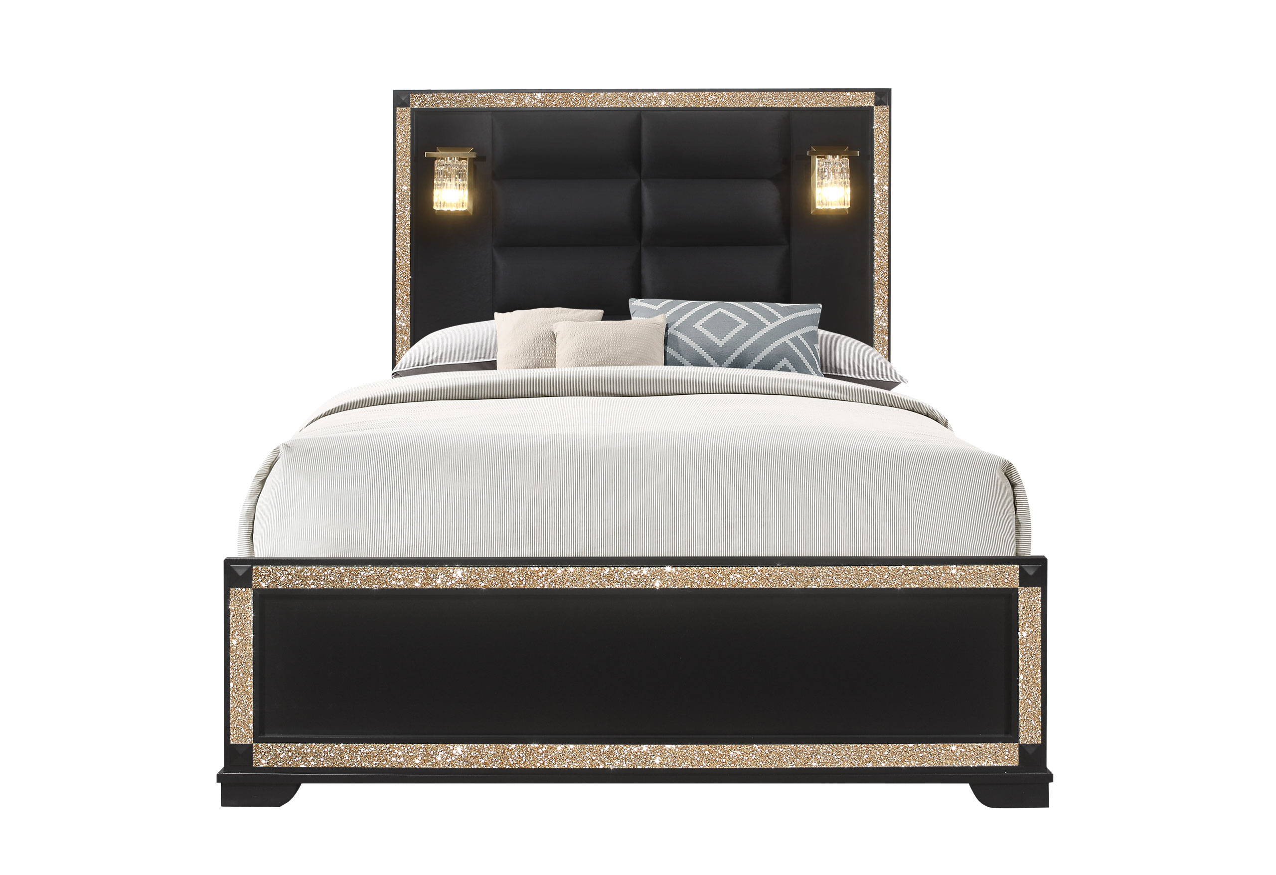Blake - Bed With Lamps - Black / Gold - Image 5