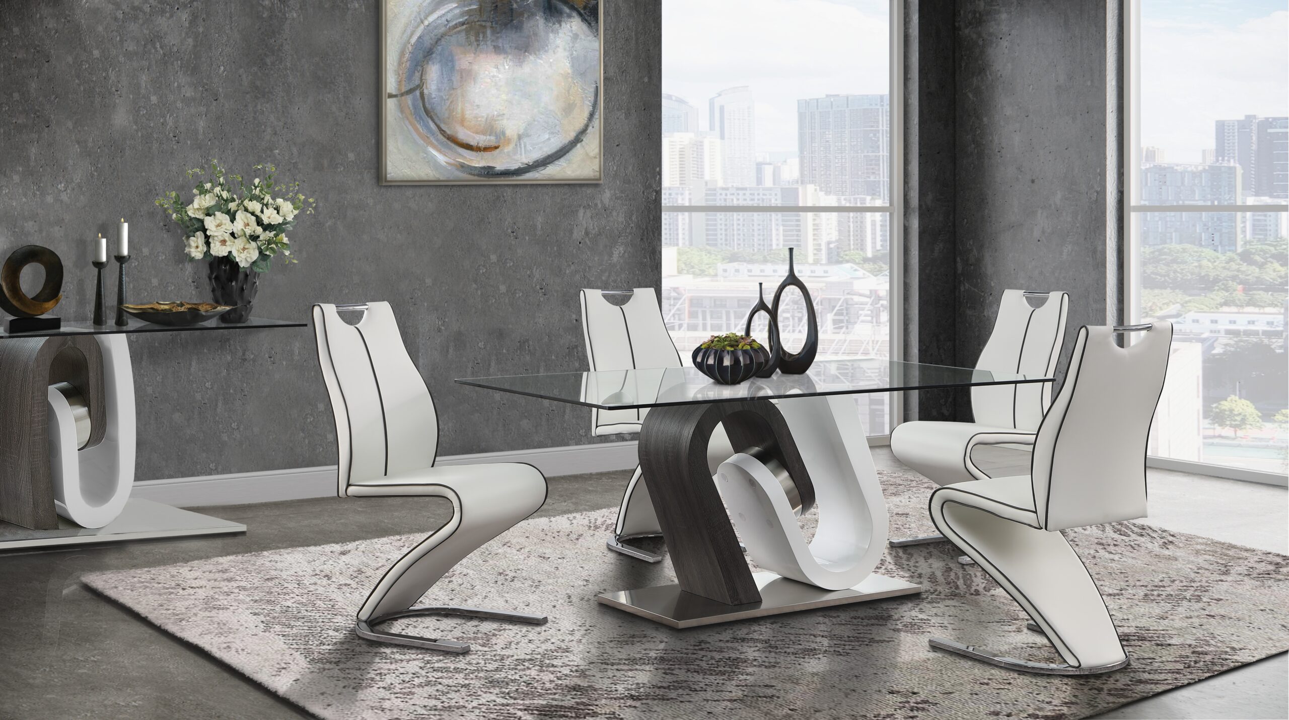 D4127 - Dining Table - Dark Gray / Silver - Image 4