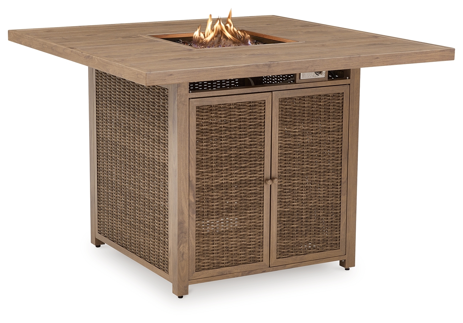 Walton Bridge - Square Bar Table W/Fire Pit - Driftwood - Image 3