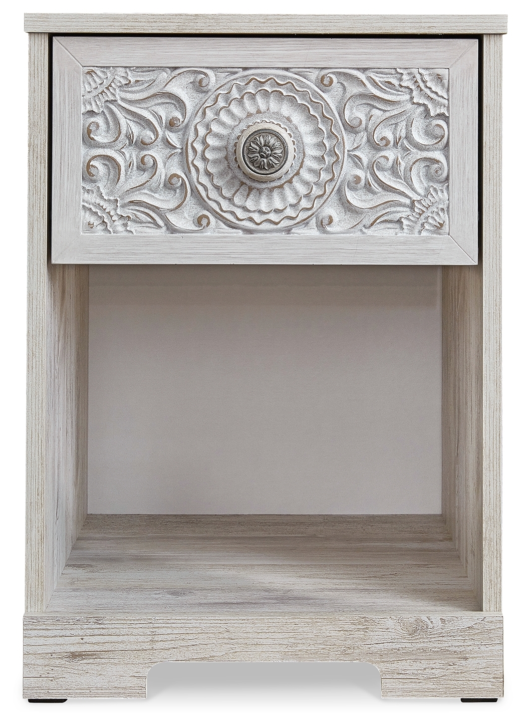 Paxberry - One Drawer Night Stand - Open Cubby - Whitewash - Image 4