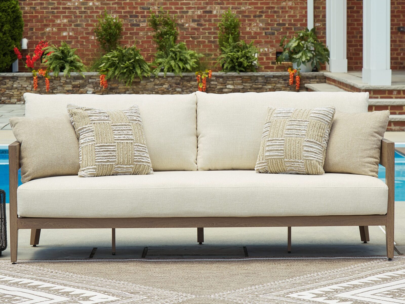 Serene Bay - Sofa With Cushion - Dark Brown / White - Image 2