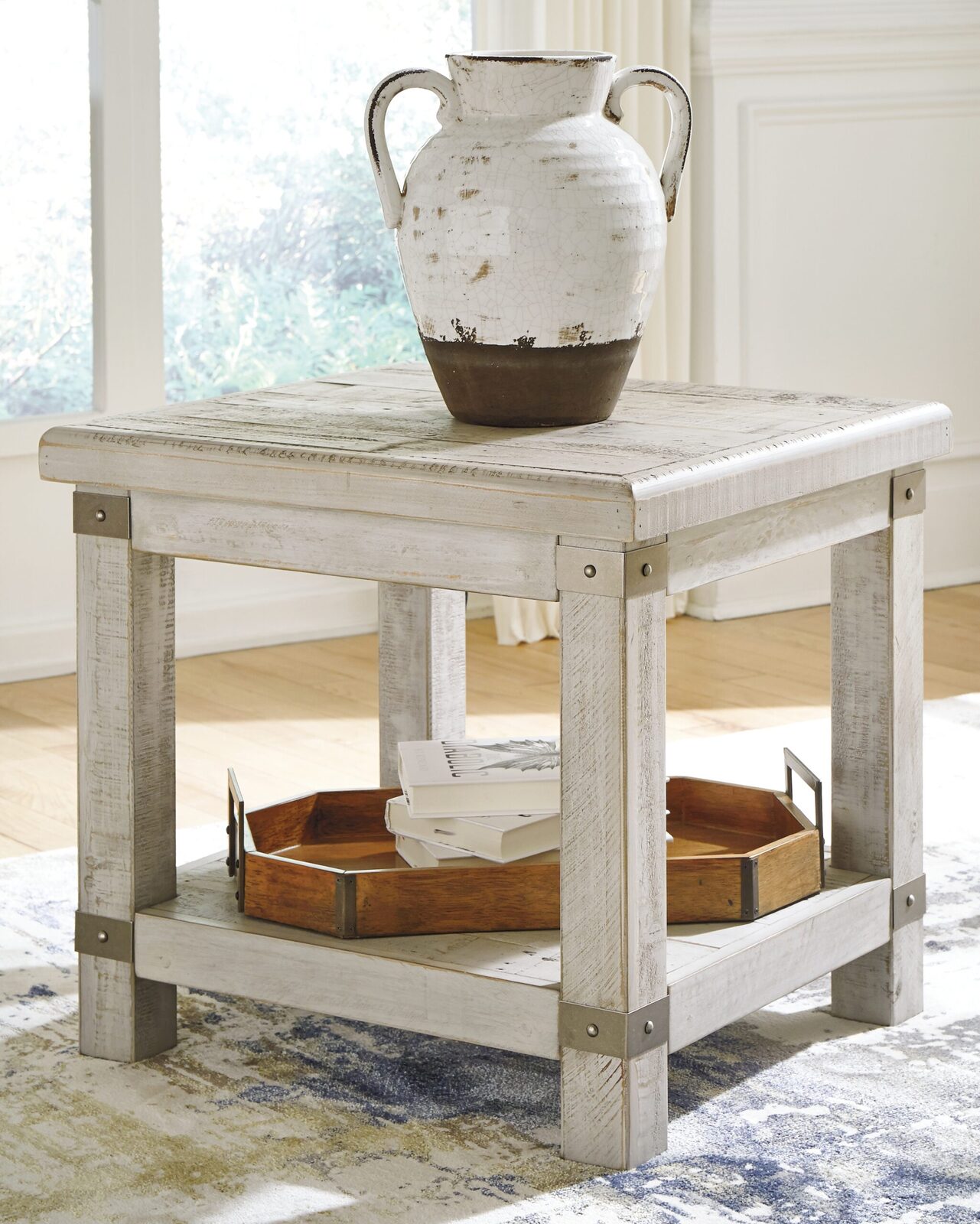 Carynhurst - Rectangular End Table - White Wash Gray - Image 2