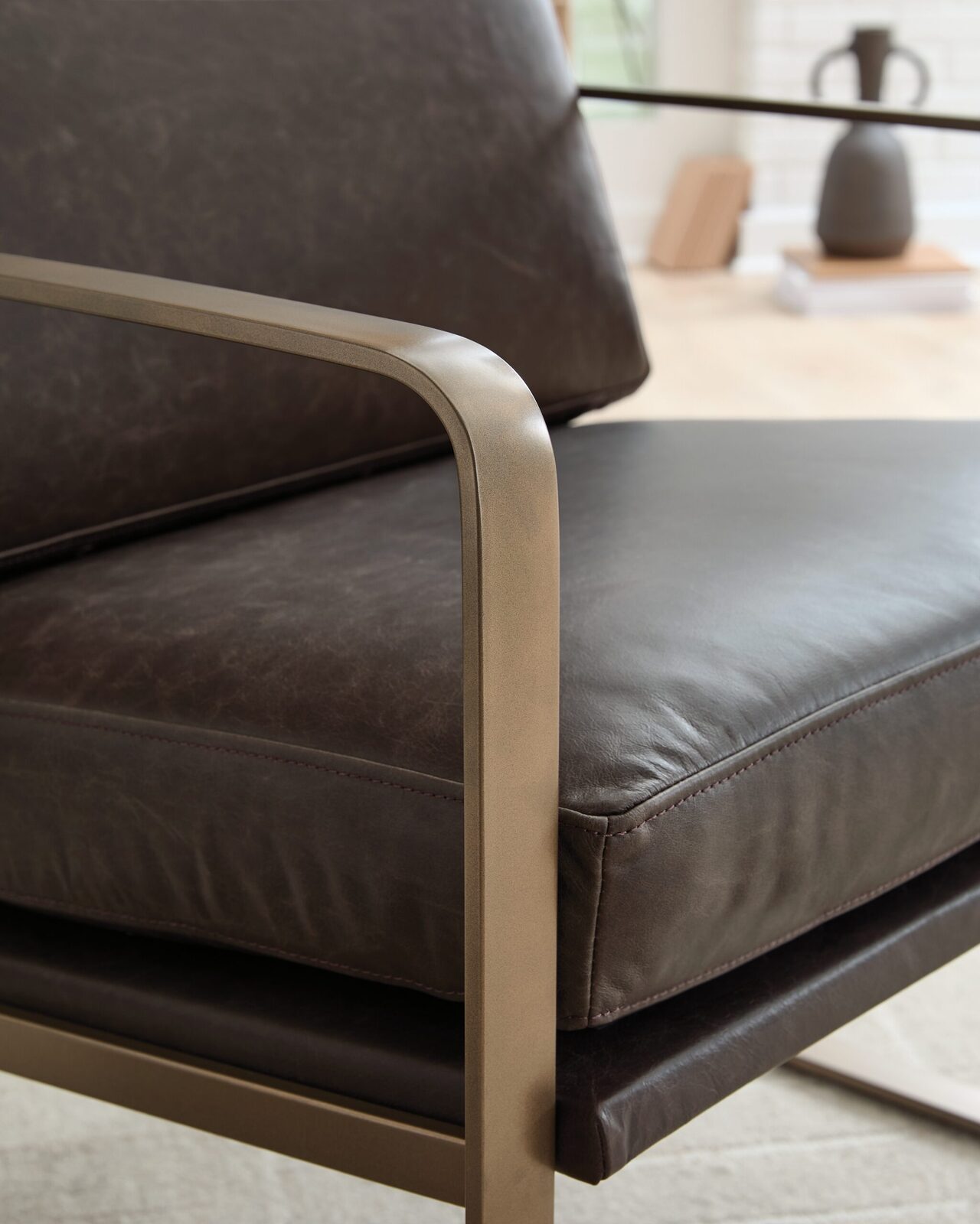 Bradett - Accent Chair - Dark Brown / Gold Finish - Image 7