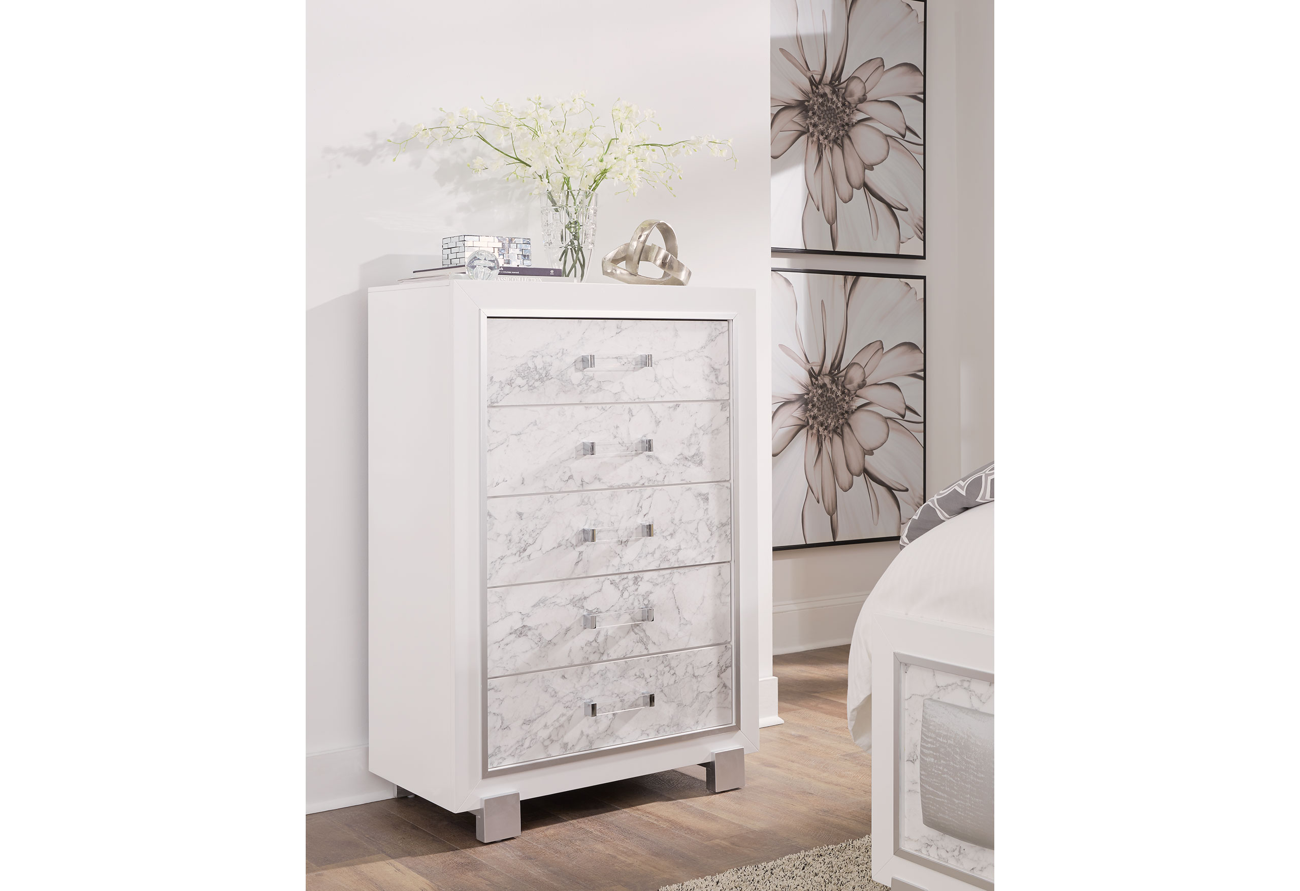 Santorini - 5 Piece Bedroom Set - White - Image 2