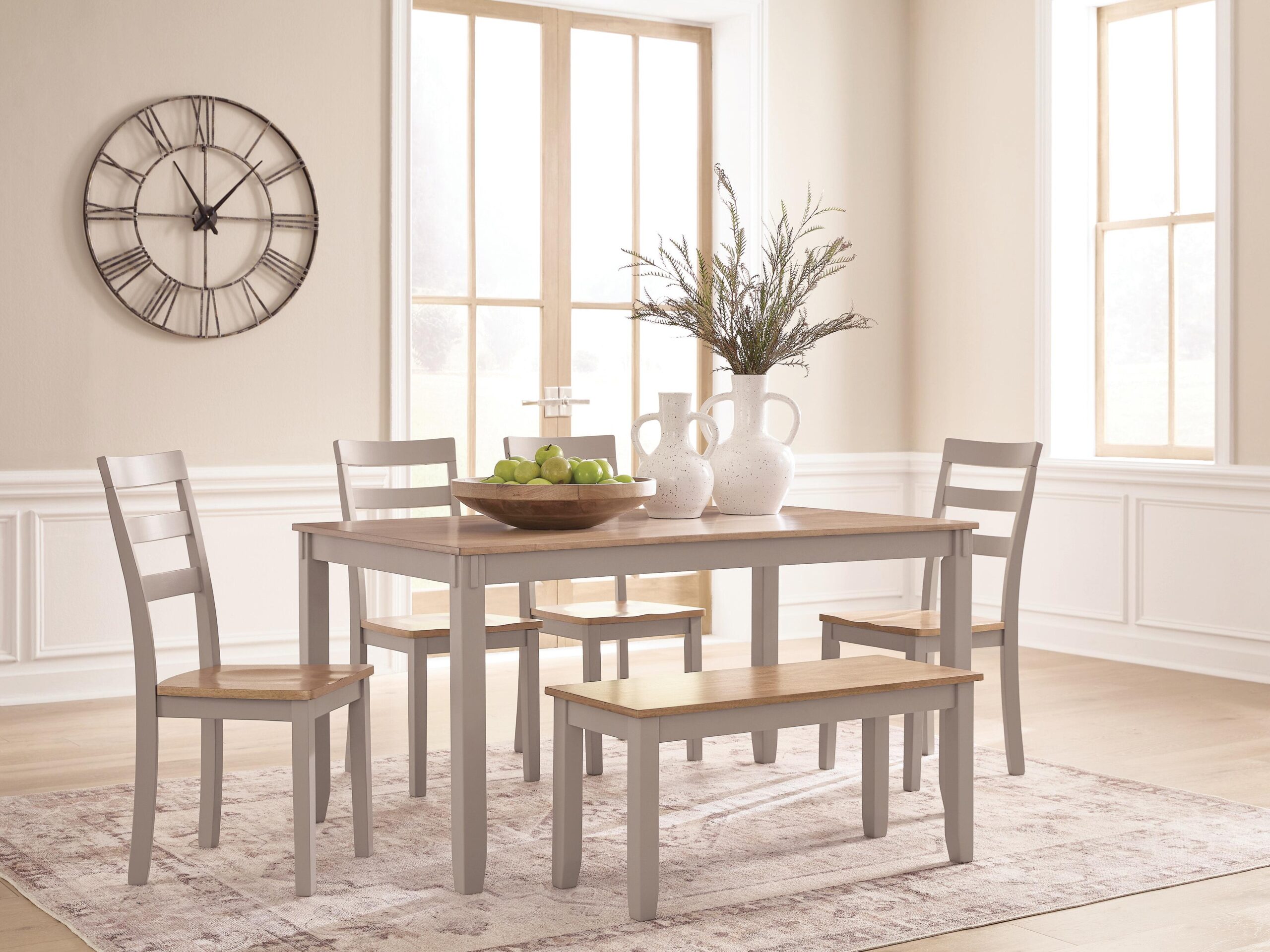 Harperfeld - Dining Room Table Set (Set of 6) - Natural / Gray - Image 2