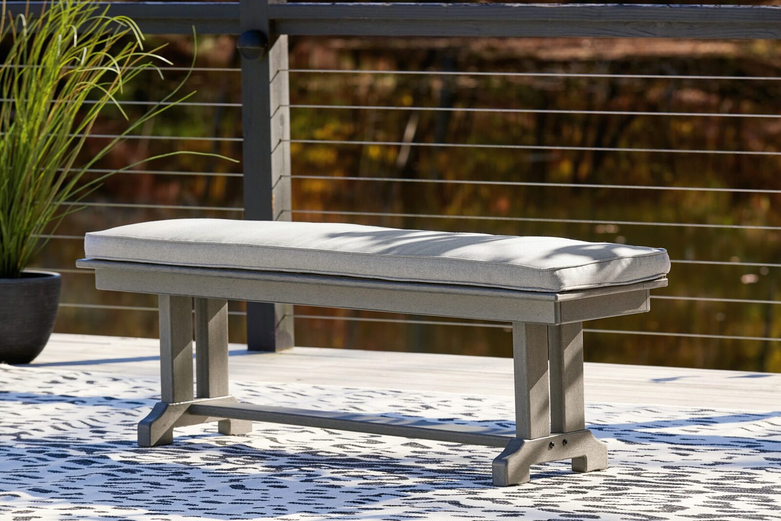 Visola - Bench with Cushion - Gray - Image 2