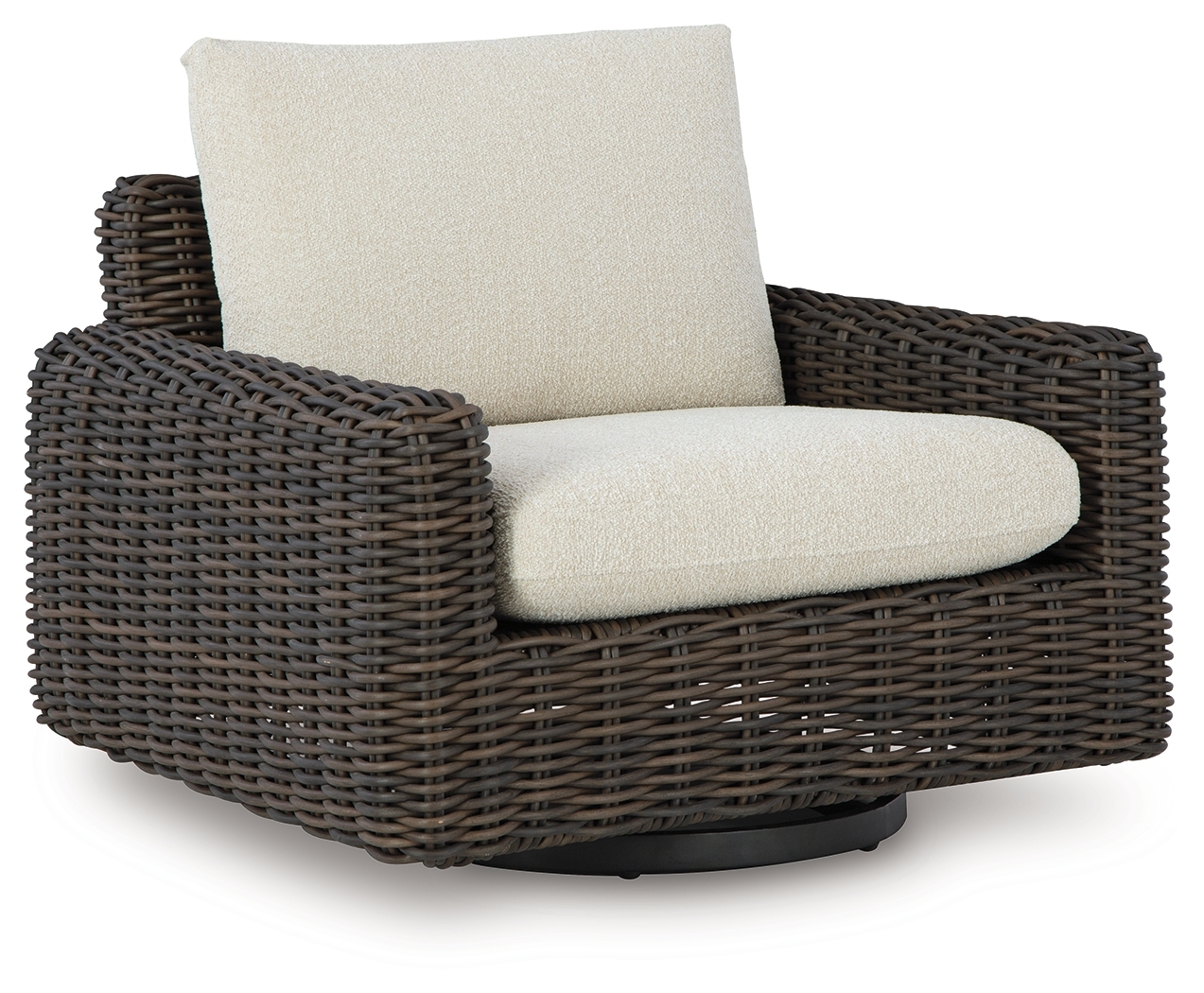 Kimora - Swivel Glider Lounge With Cushion - Beige / Dark Brown
