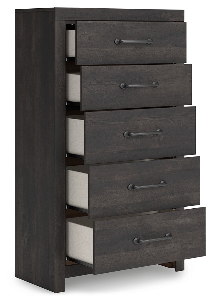 Hollivern - 4 Pc. - Twin Panel Storage Bed, Dresser, Mirror And Chest - Dark Gray - Image 11