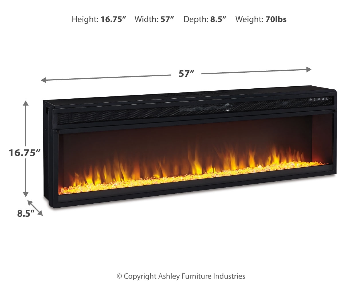 Entertainment Accessories - Wide Fireplace Insert - Black - Image 4