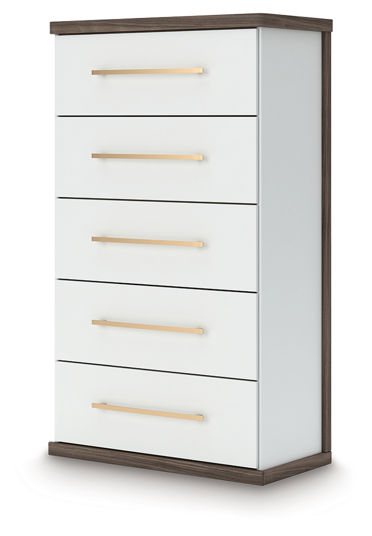 Kendanport - Five Drawer Chest - Brown / White - Image 5
