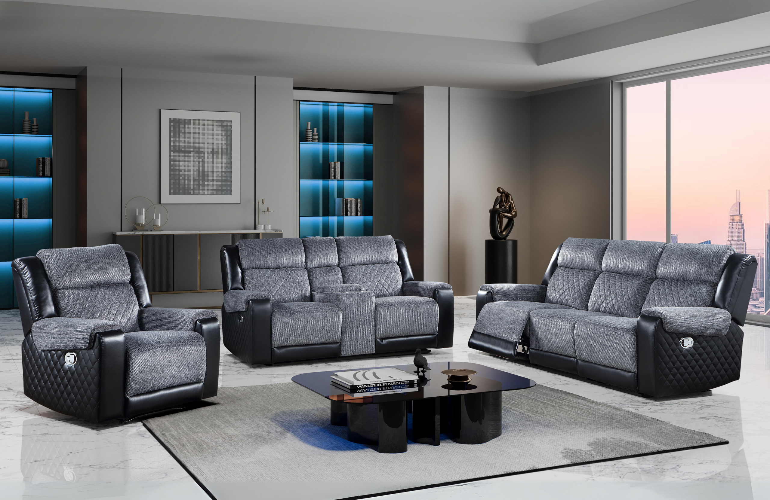 U5914 - Living Room Set - Gray / Black - Image 4