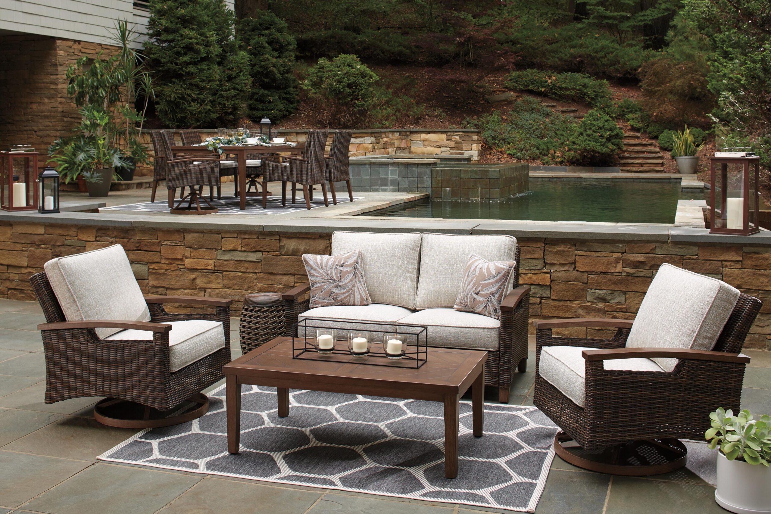 Paradise Trail - Loveseat w/Cushion - Medium Brown - Image 9