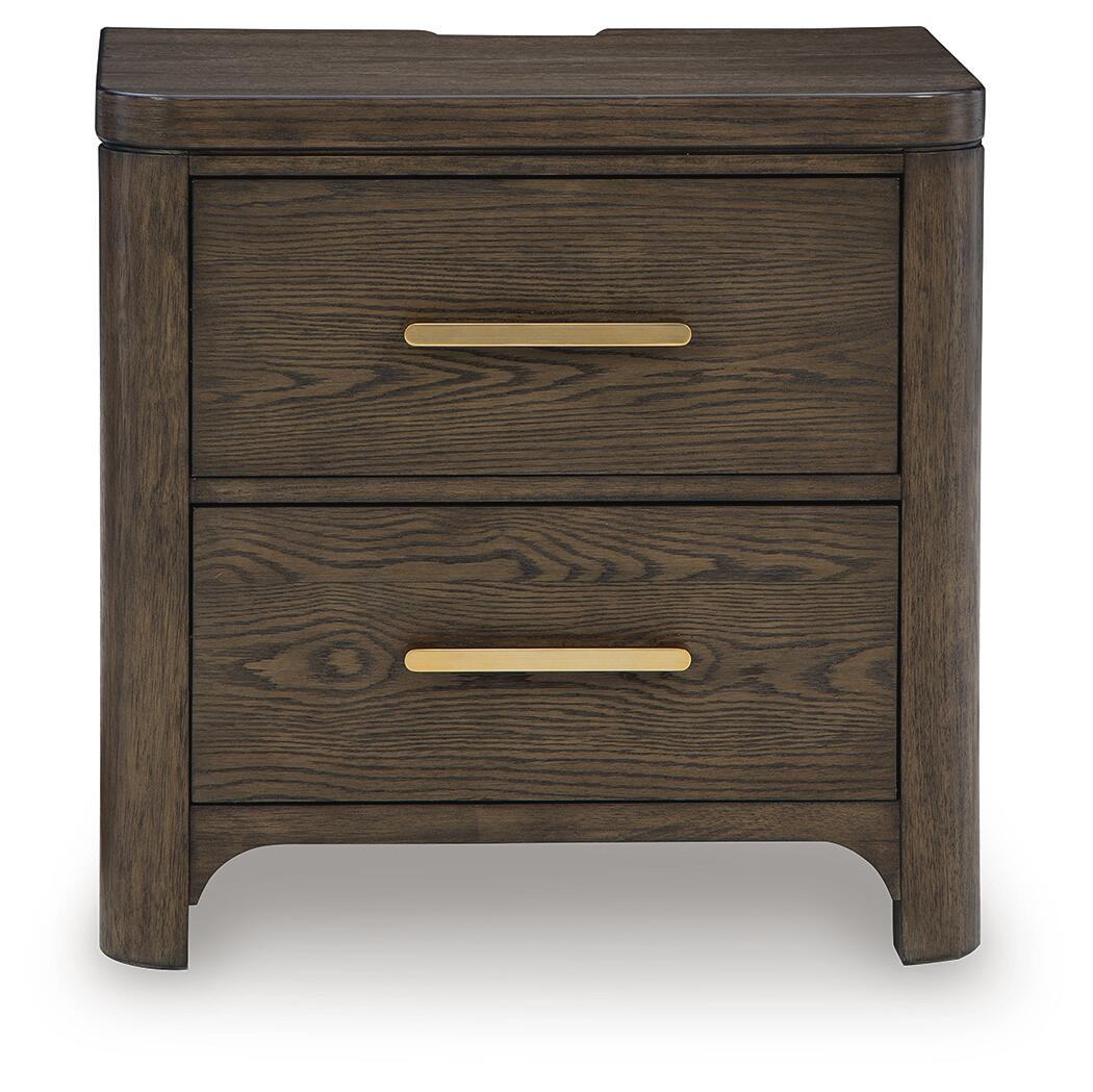 Radkin - Two Drawer Night Stand - Burnished Brown - Image 4