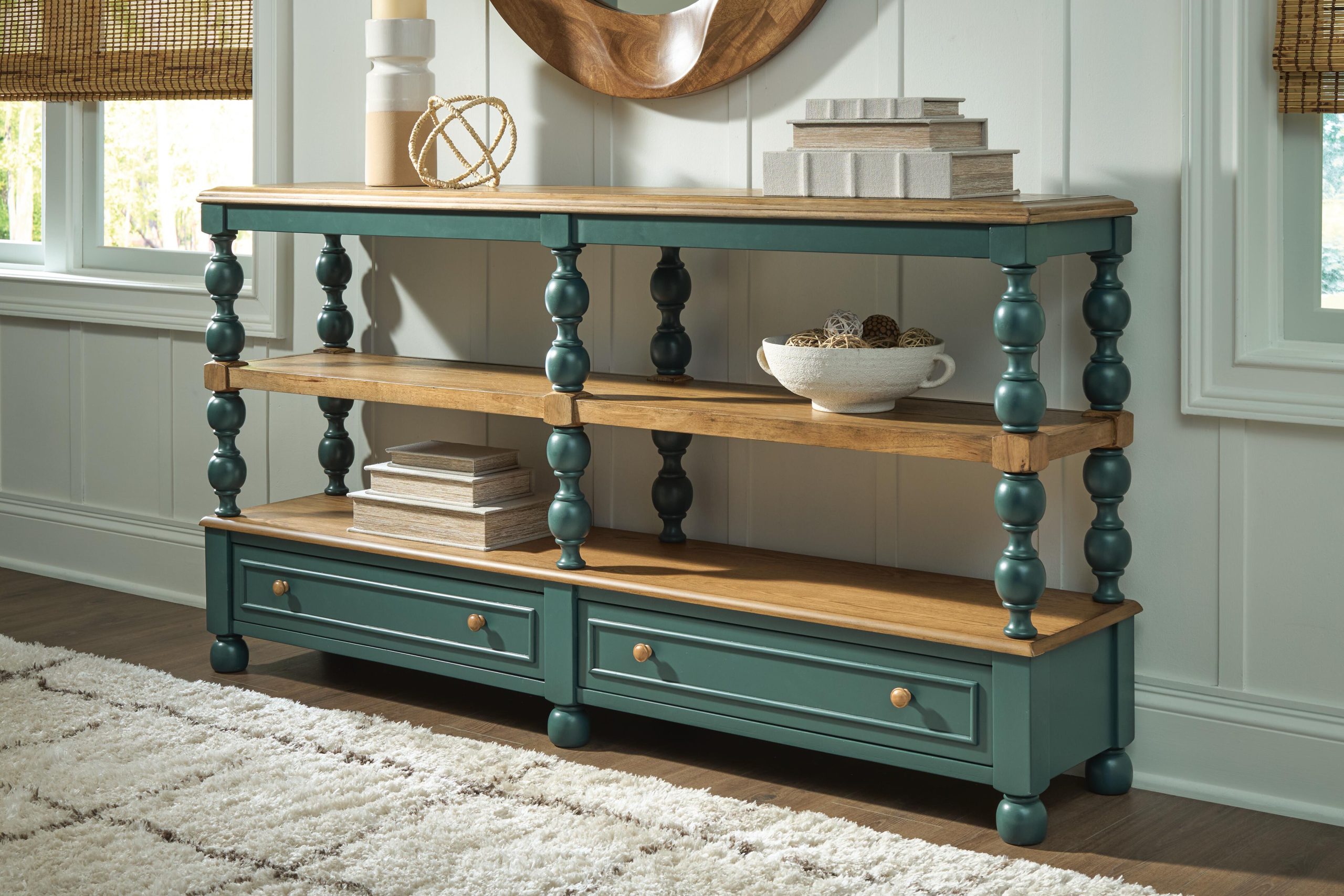 Finnworth - Console Sofa Table - Blue / Brown - Image 2