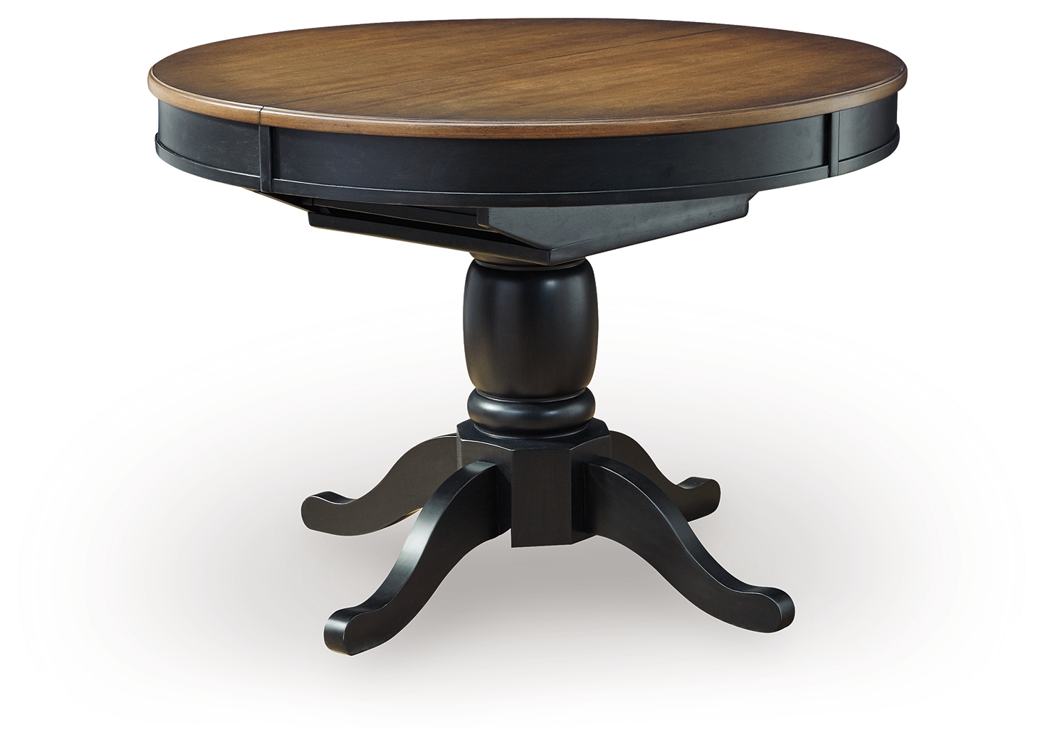 Clorazi - Oval Dining Room Butterfly Extension Table - Black / Brown - Image 4