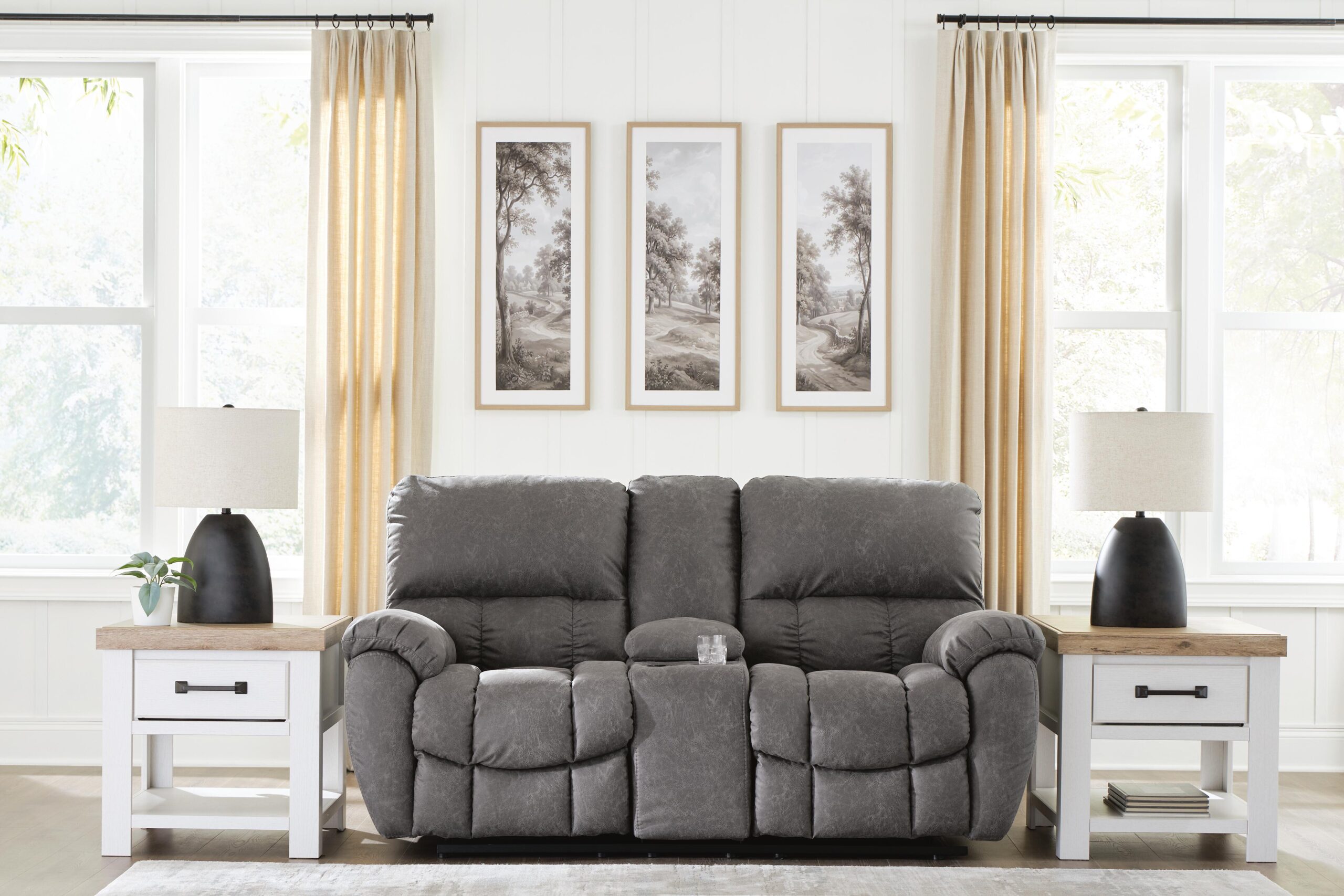 Bakerstein - Power Reclining Loveseat/Console/Adjustable Headrest - Galaxy - Image 2