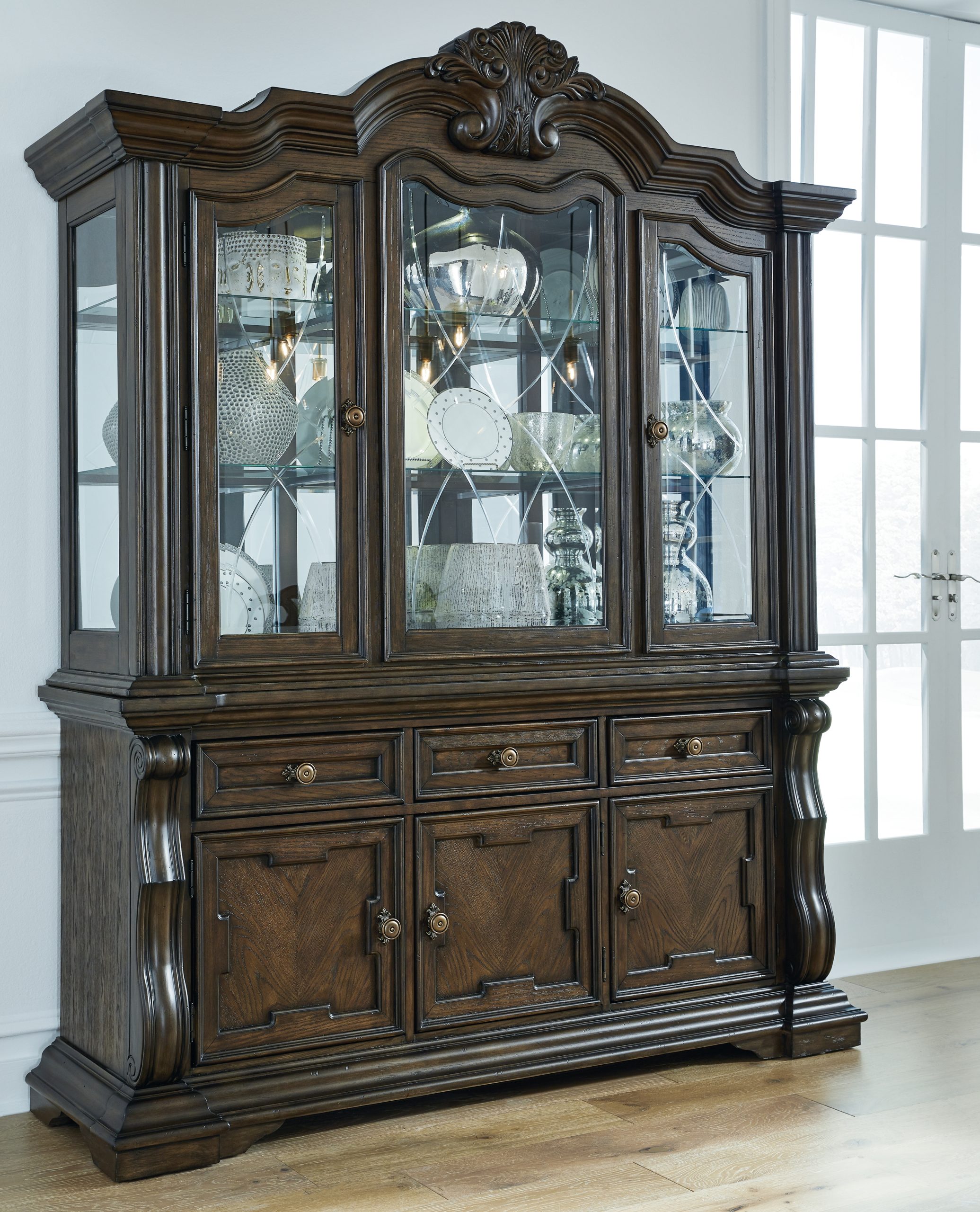 Maylee - Dining Buffet And Hutch - Dark Brown - Image 2