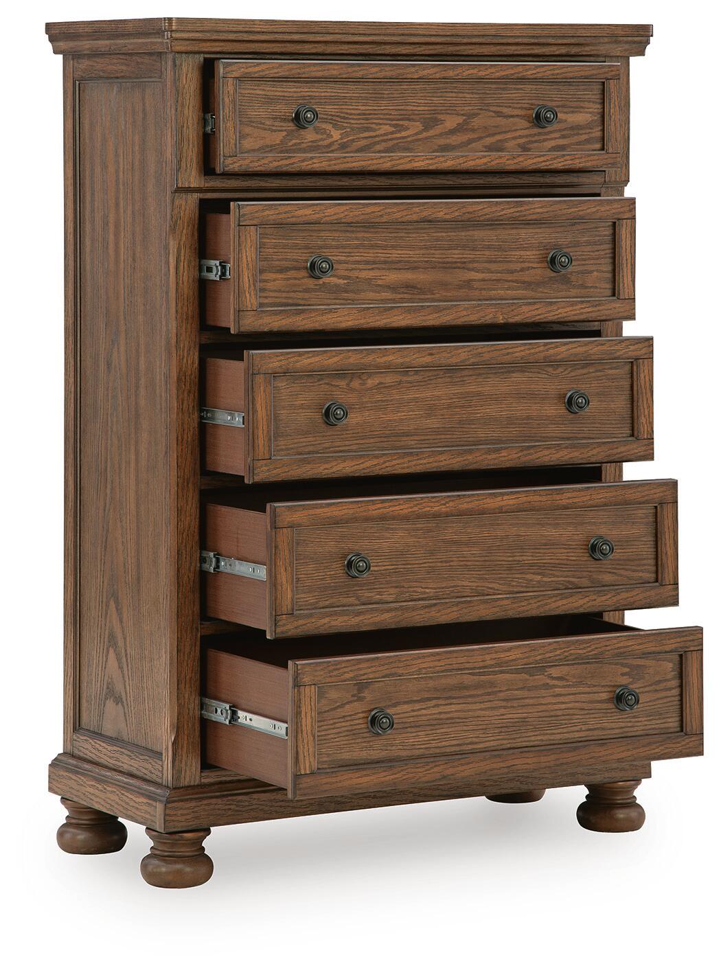 Zackaryn - Five Drawer Chest - Warm Brown - Image 3