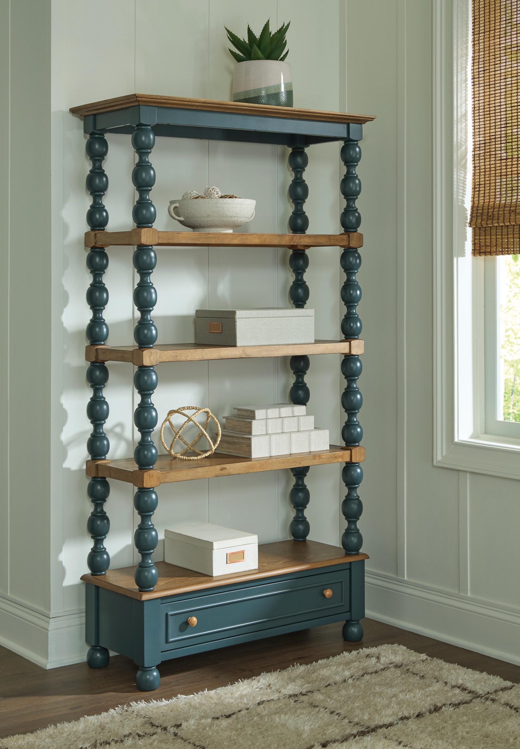 Finnworth - Bookcase - Blue / Brown - Image 2