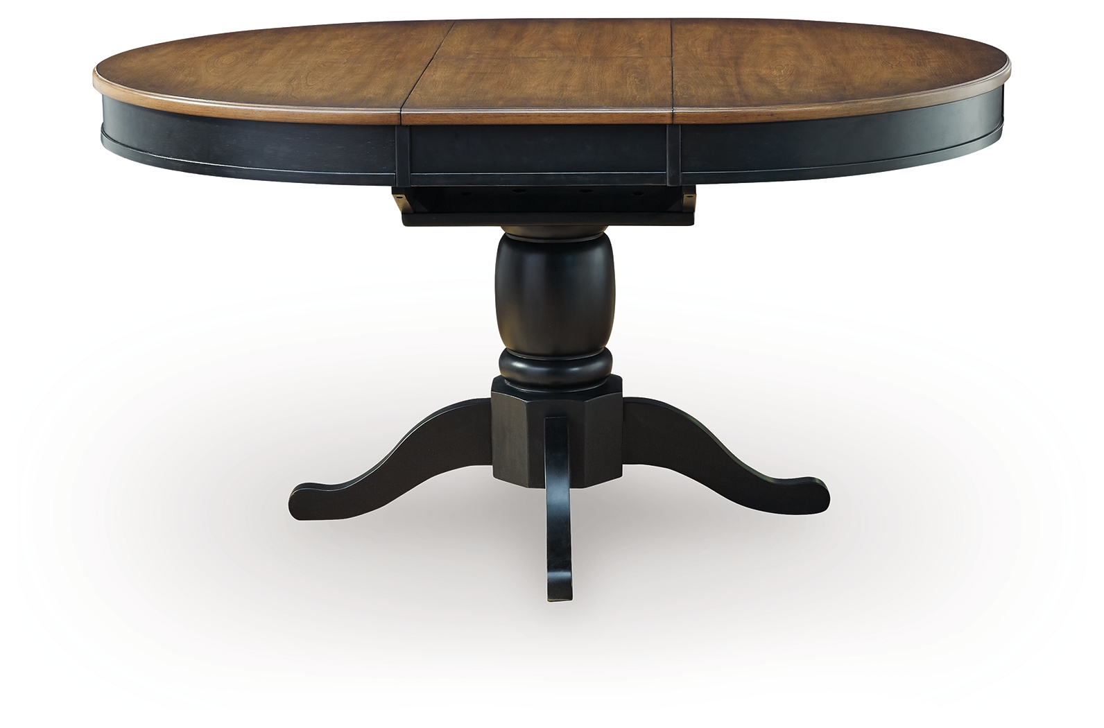 Clorazi - Oval Dining Room Butterfly Extension Table - Black / Brown - Image 3