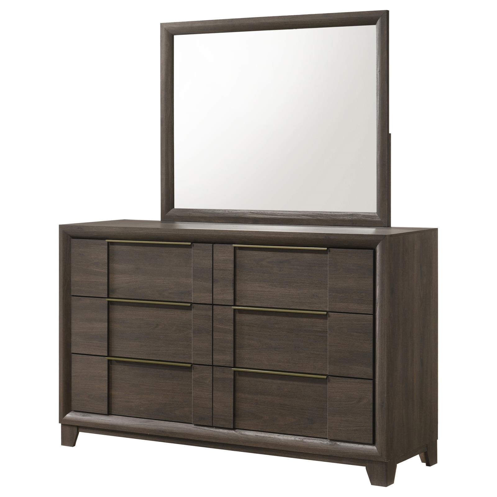 Farre 6-drawer Dresser with Mirror Dark Brown - Image 3