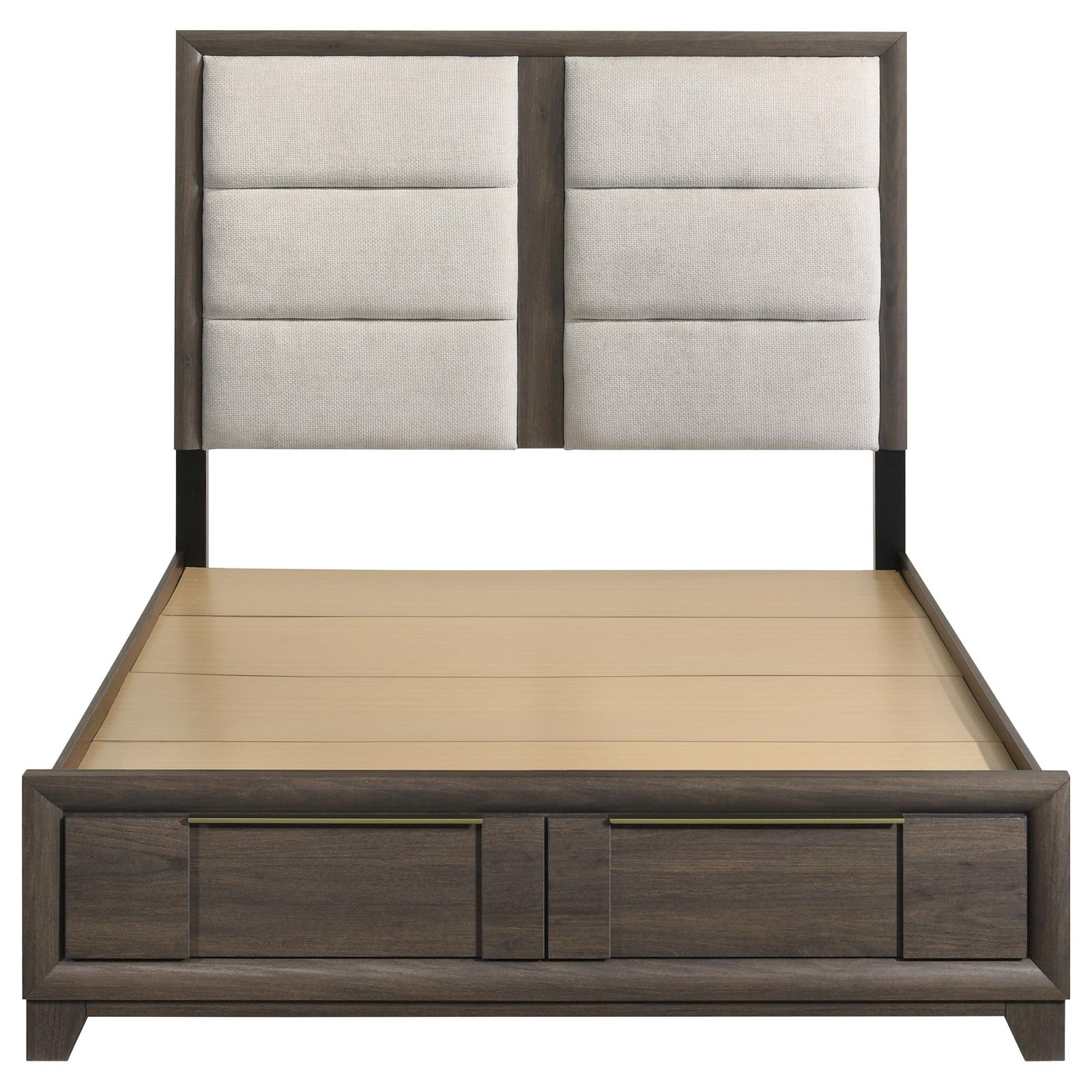Farre Eastern King Upholstered Storage Platform Bed Dark Brown - Image 4