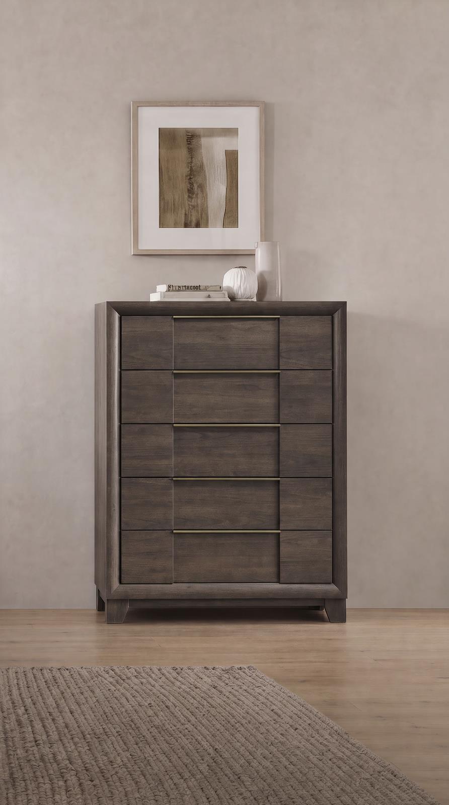 Farre 5-drawer Chest of Drawers Dark Brown - Image 2