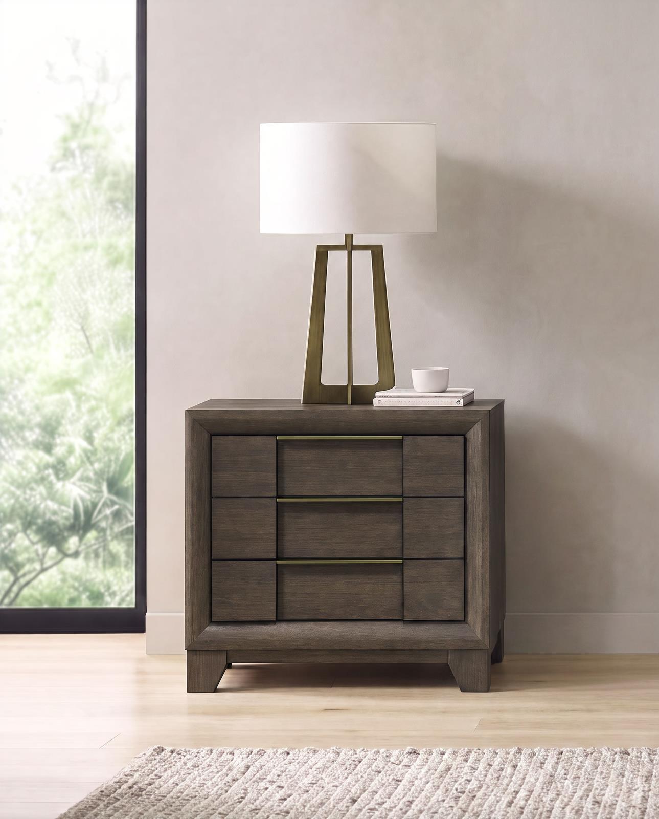 Farre 2-drawer Nightstand Bedside Table Dark Brown - Image 2