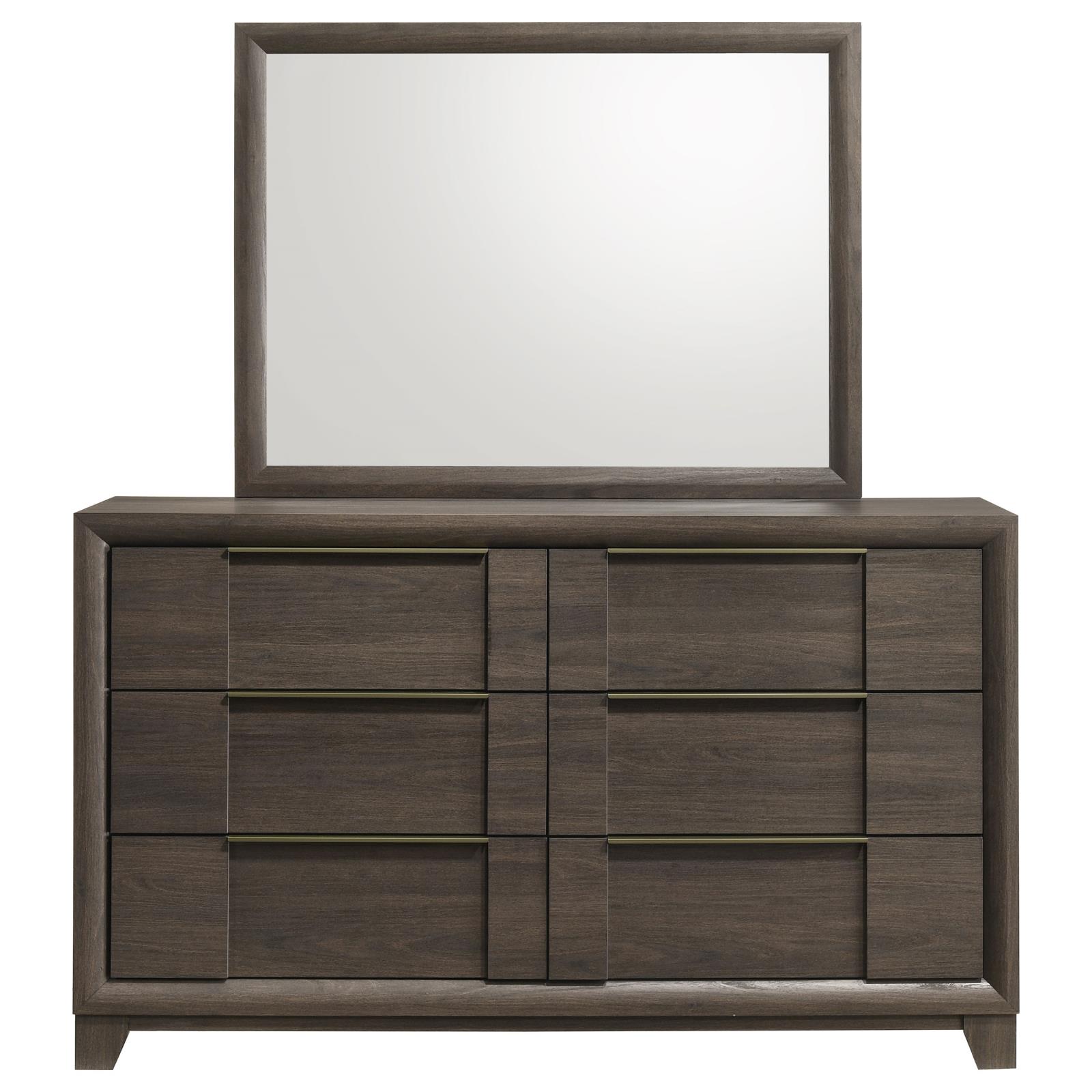 Farre 6-drawer Dresser with Mirror Dark Brown - Image 2