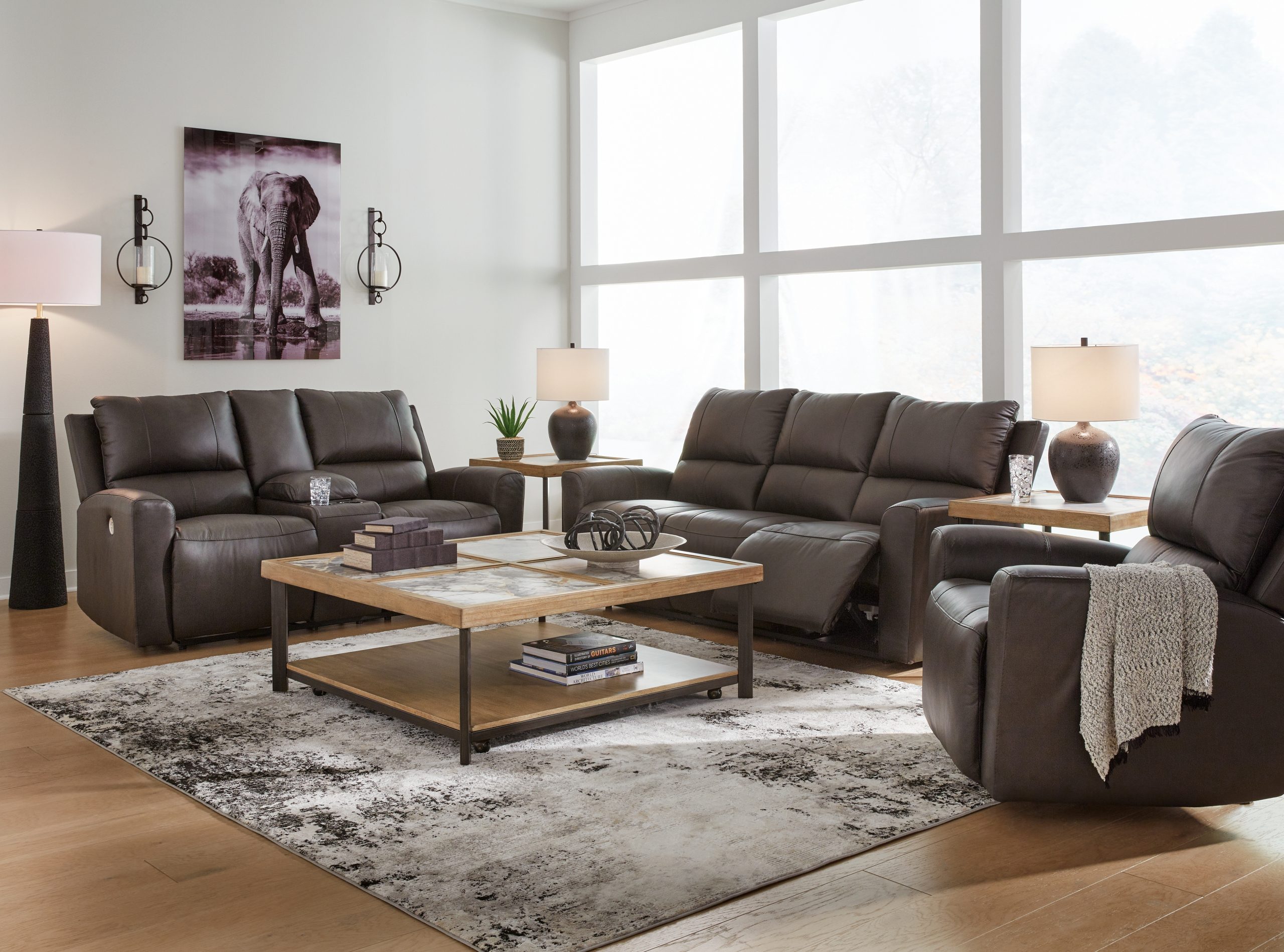 Boxmere - 2 Pc. - Power Reclining Sofa, Power Reclining Loveseat With Console - Storm - Image 2