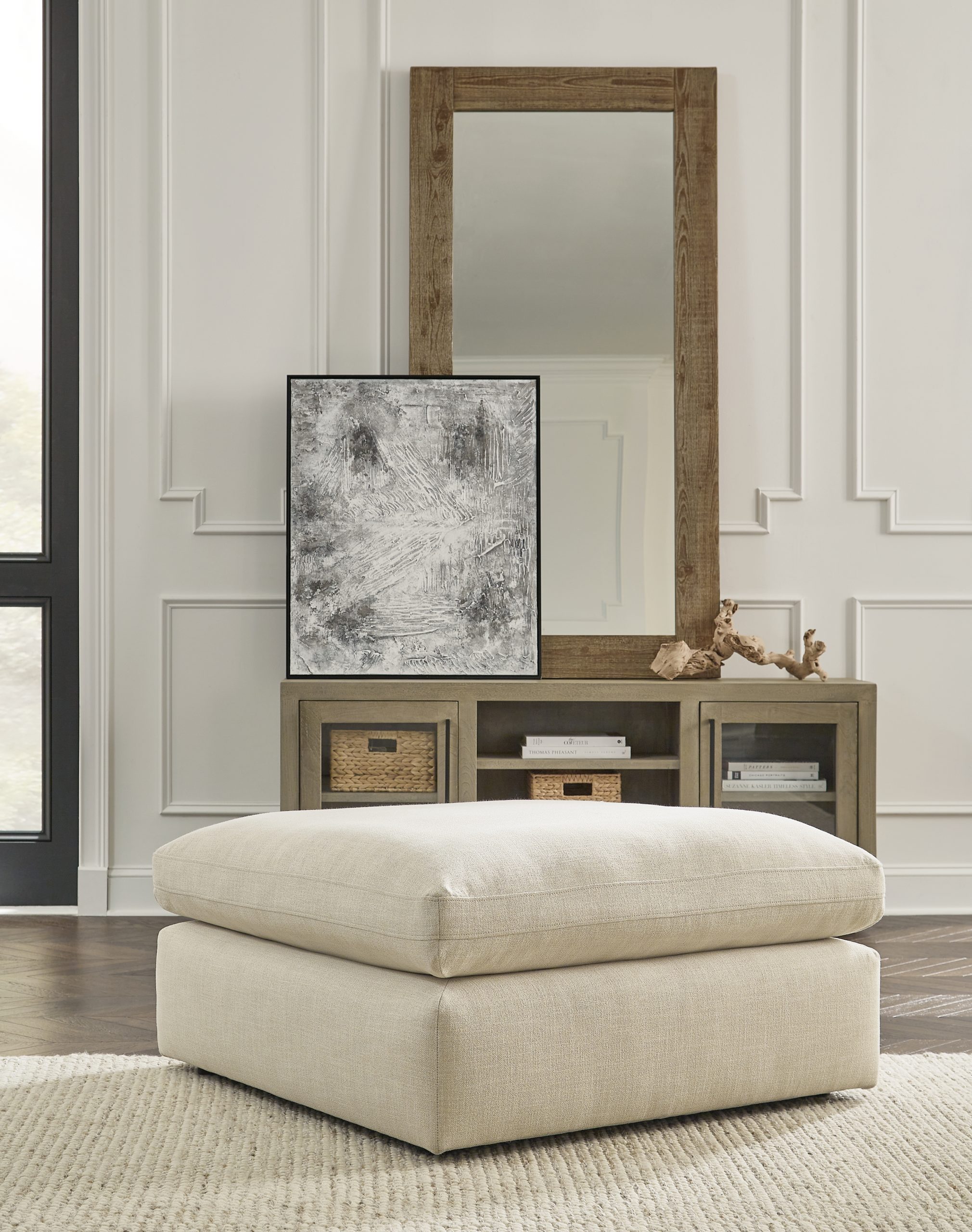 Elyza - Oversized Accent Ottoman - Linen - Image 2