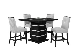 Monaco - 5 Piece Dining Room Set (Rectangular Bar Table, 4 Bar Stools) - Black